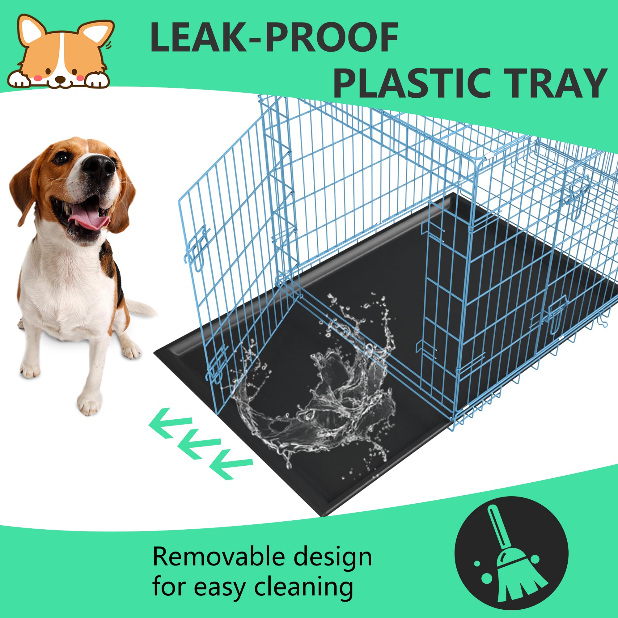 Fdw 24 Inch Dog Crate Dog Kennel Cage With Double Door Folding Metal Wire Dog Cage With Removable Tray&Divider Panel,Pet Crate F