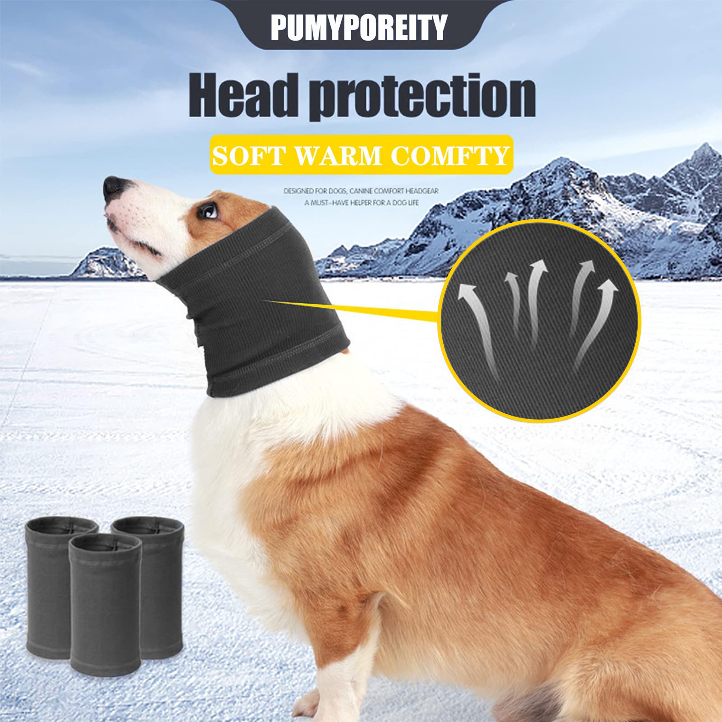 PUMYPOREITY Calming Dog Ear Muffs, Noise Protection, Anxiety Relief, Grey, Large