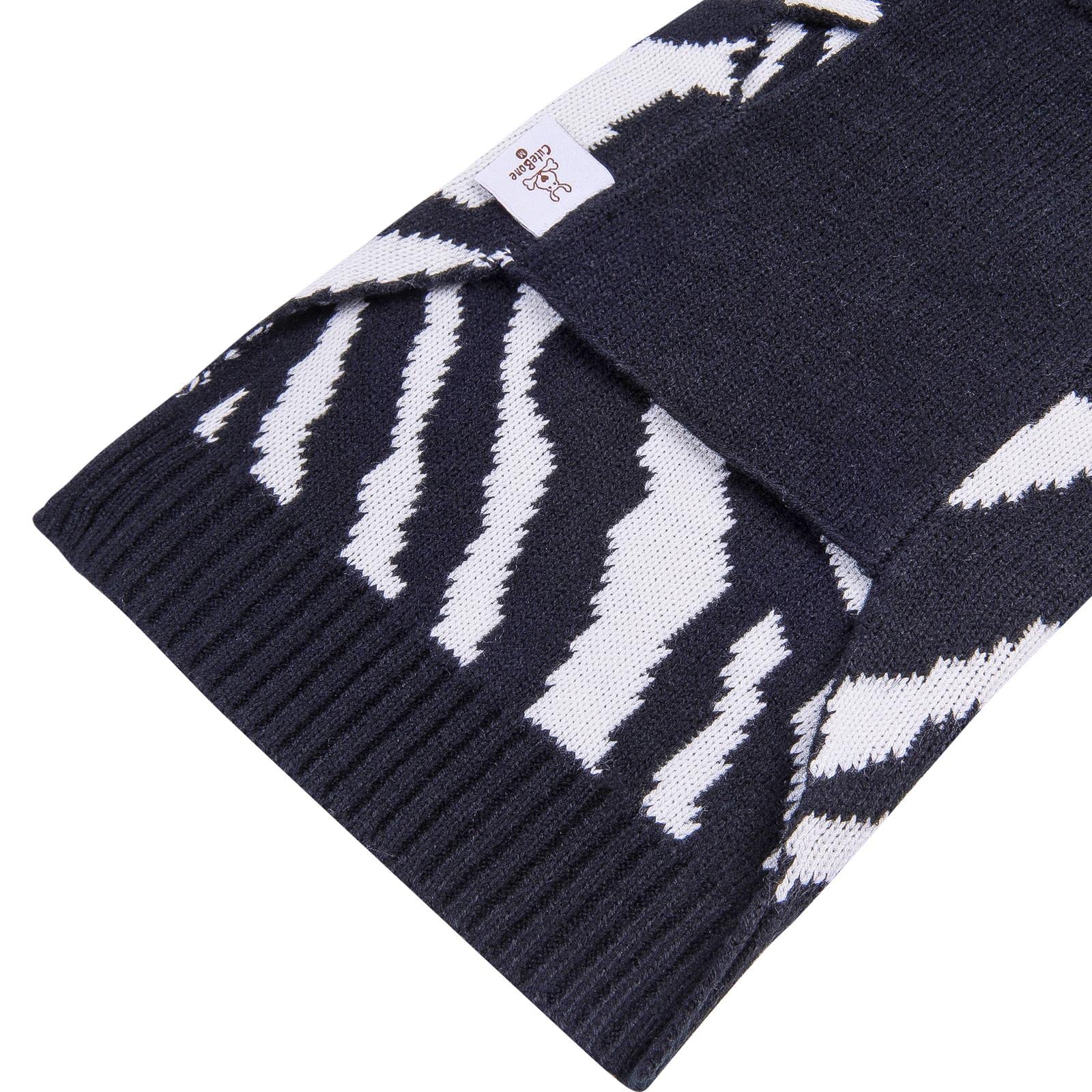 Cutebone Turtleneck Dog Sweaters For Medium Dogs Zebra Knit Pullover Pet Winter Clothes Fall Dog Sweater With Harness Hole