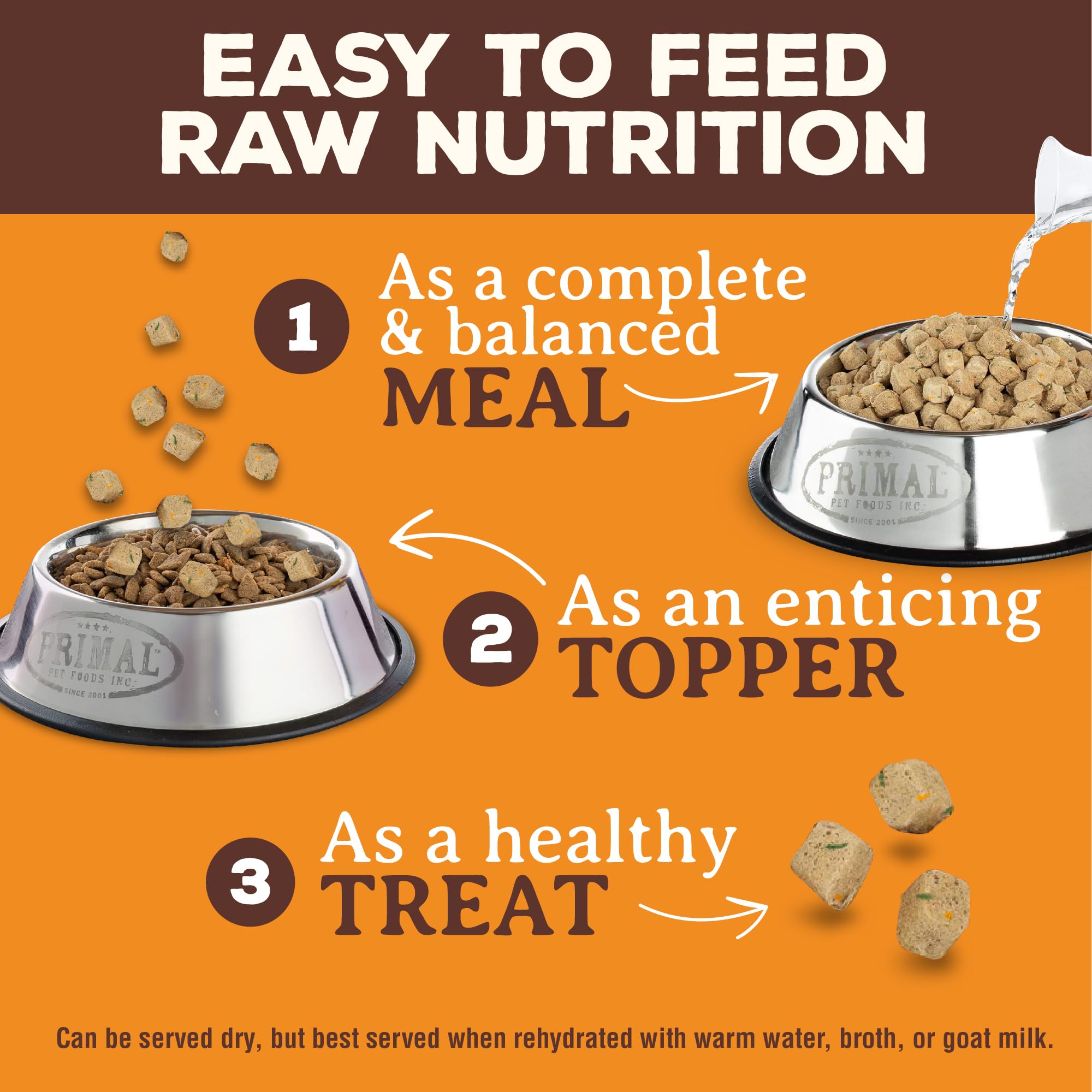 Primal Freeze Dried Dog Food Pronto, Beef; Scoop & Serve, Complete & Balanced Meal; Also Use as Topper or Treat; Premium, Health