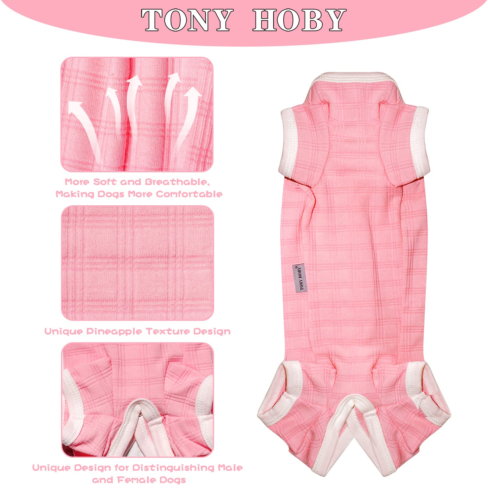 Tony Hoby Dog Pajamas, Dog Shirt Jumpsuit For Small Medium (Pink, Girl, L)