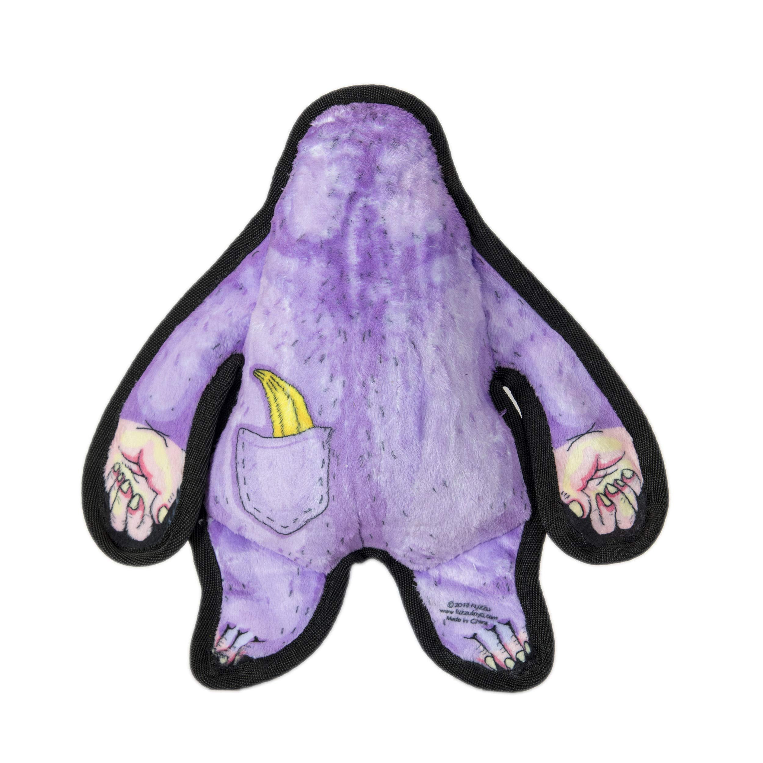 FUZZU Durable Dog Toy - Medium Squeaker Chew Toy, Purple Polyester, Wild Woodies - A Gorilly Named Billy 9"