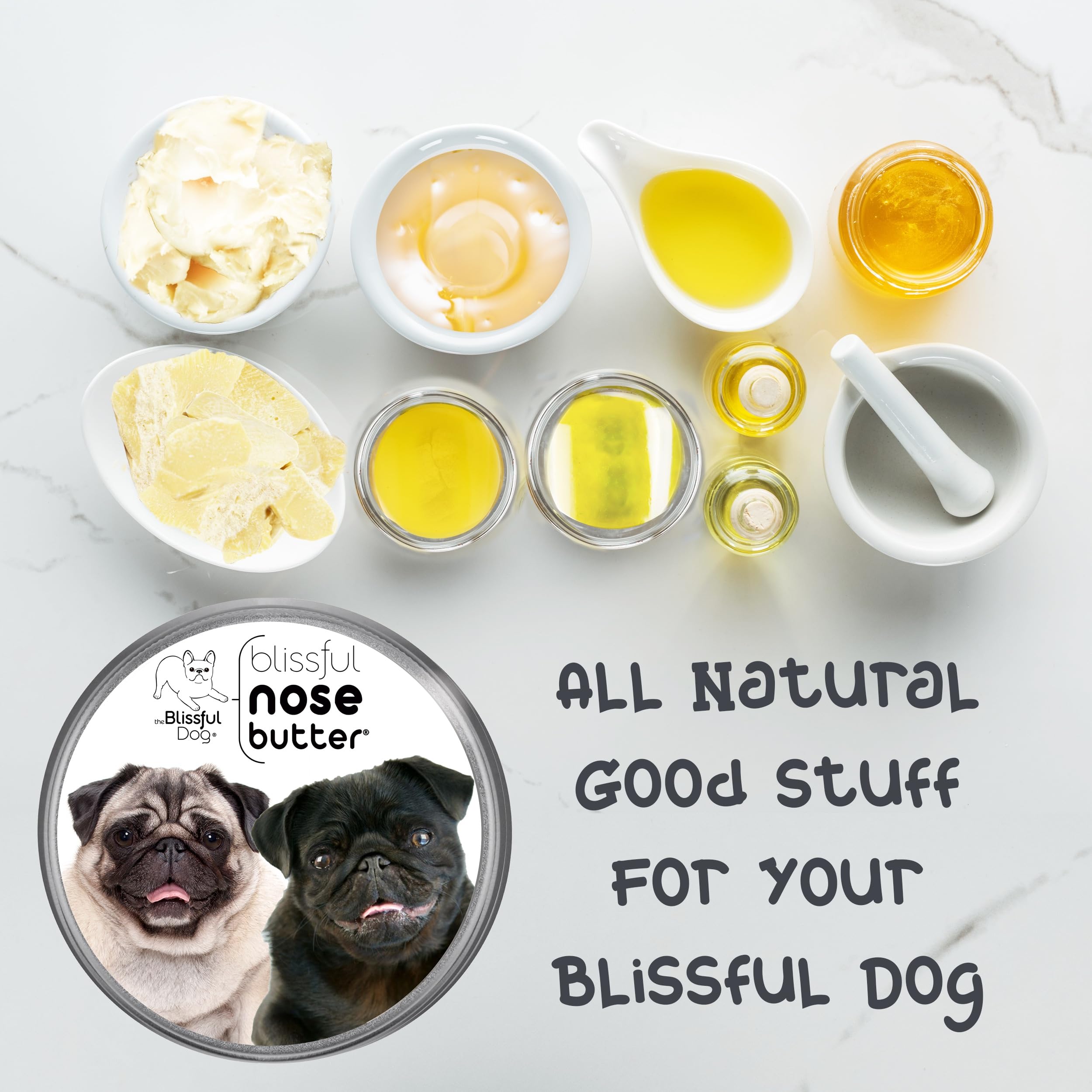 The Blissful Dog Pug Duo Nose Butter, Versatile Dog Nose Balm for Dry Nose, Handcrafted Nose Moisturizer, Easy-to-Apply Dog Esse