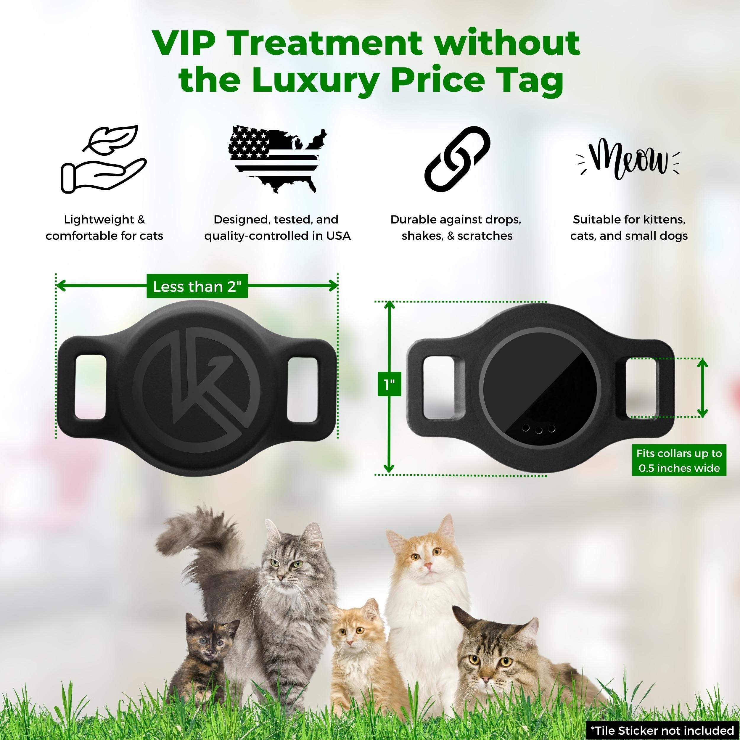 Kitty Kompass Tile Sticker Cat Collar Holder - Lightweight Silicone GPS Tracker for Cats - Blue