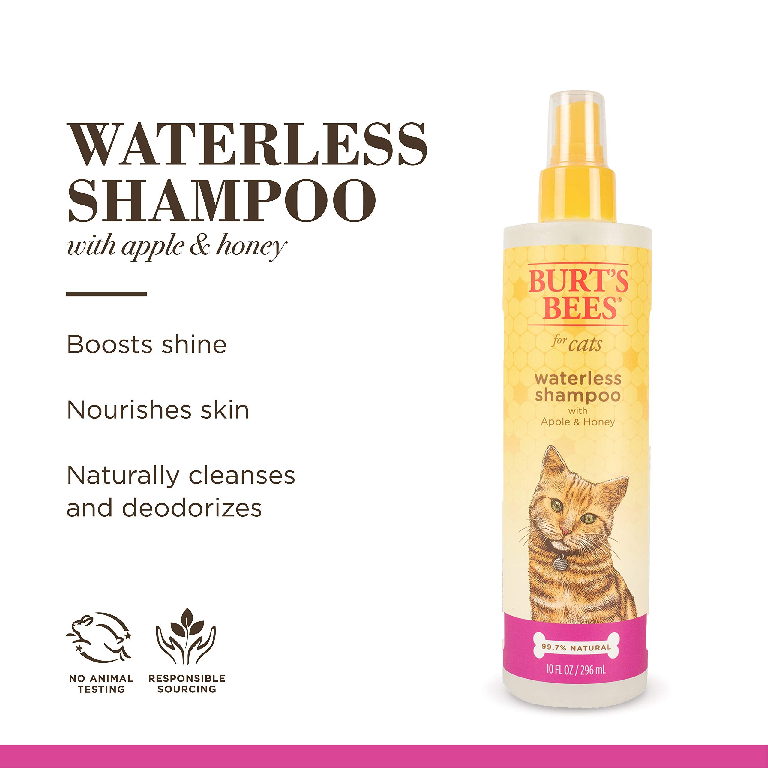 Burt'S Bees For Cats Waterless Shampoo With Apple & Honey | Dry Shampoo For Cats | Waterless Cat Shampoo Spray | Cruelty Free, Sulfate & Paraben Free, Ph Balanced For Cats, 10 Oz- 6 Pack