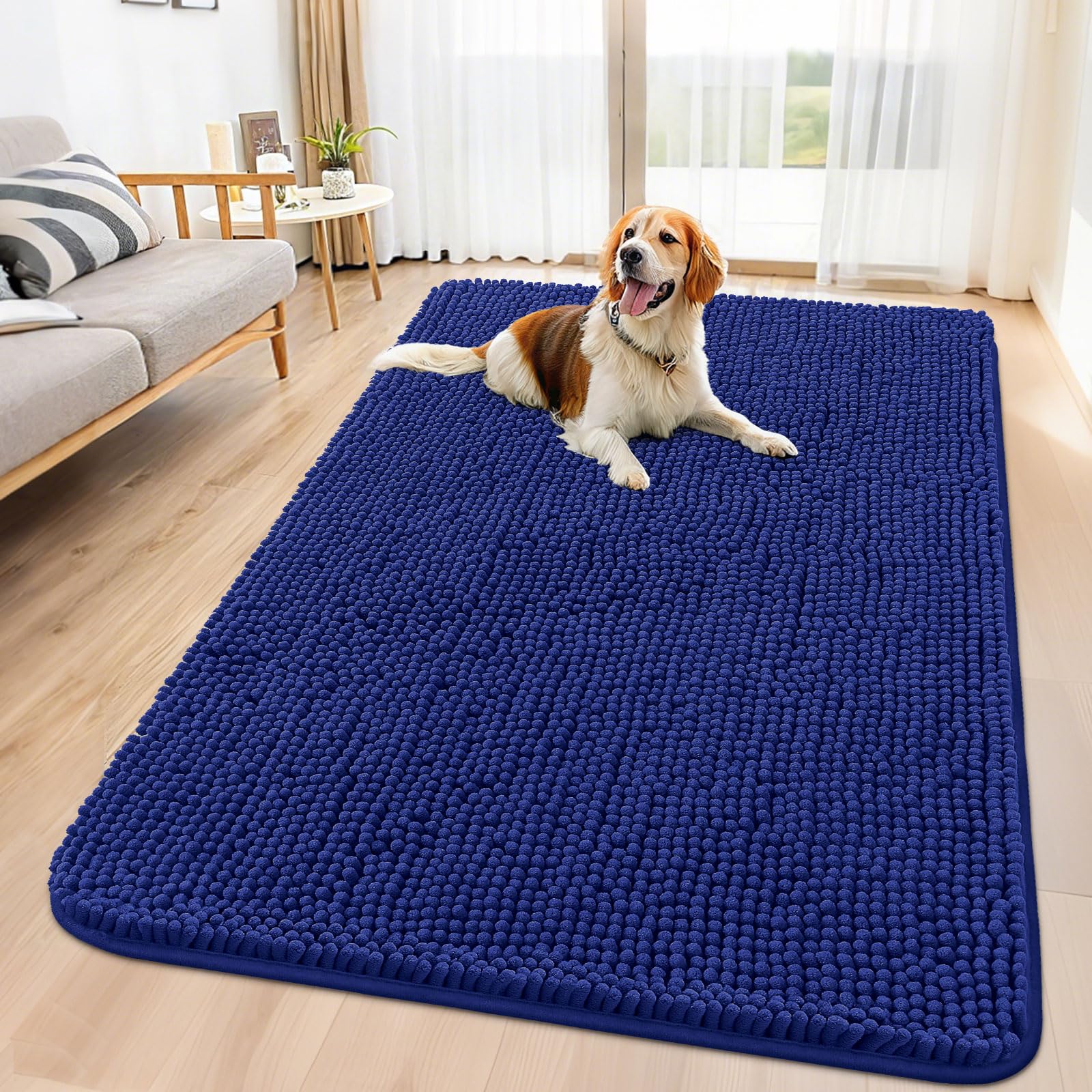 Smiry Dog Door Mat for Muddy Paws 59x35, Absorbs Moisture and Dirt Doormat, Non-Slip Washable Quick Dry Chenille Front Door Mat 
