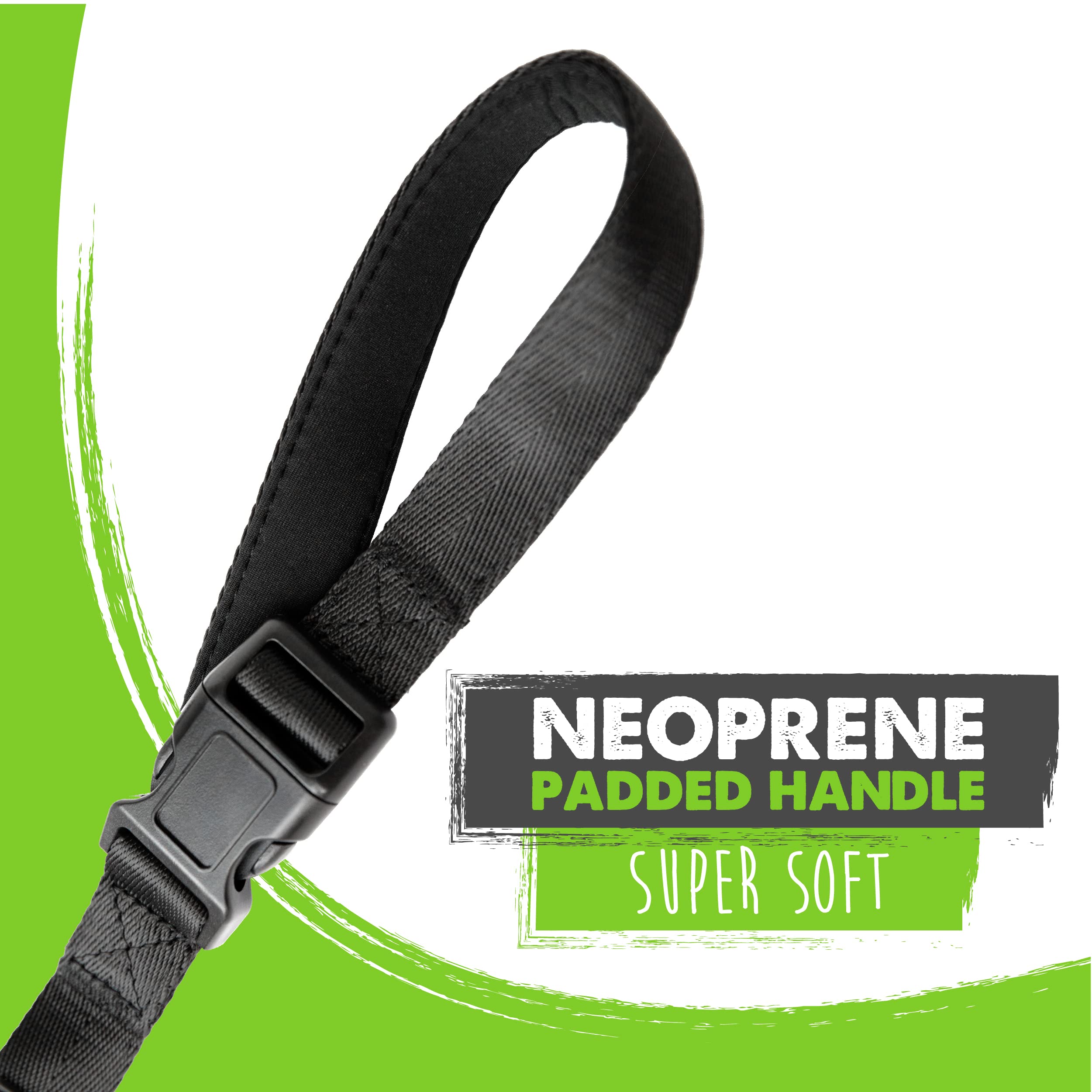 Mighty Paw Long Dog Leash - Premium Leash For Off-Leash Recall Training - Includes Buckled Padded Handle - Suitable For Yard - Pet Yard Leash - Camping And Dog Lead Training - (30 Feet, Black)
