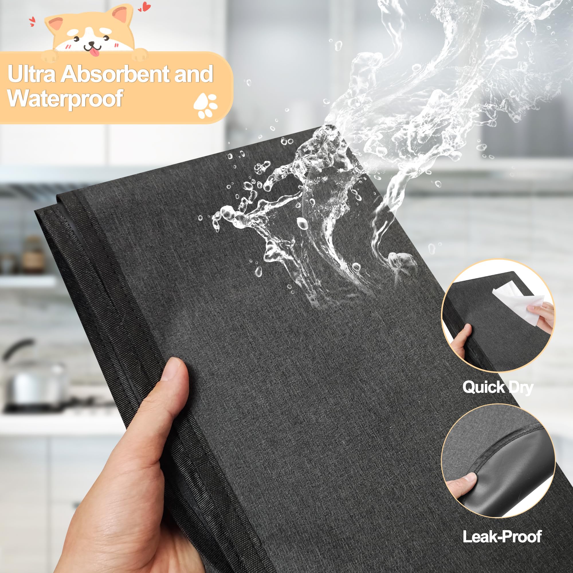 Dog Crate Mat Liner, Washable Pee Pads For Dogs, Absorbs Urine, Non-Slip, Waterproof Under Dog Crate Mat Floor Protector For Ken