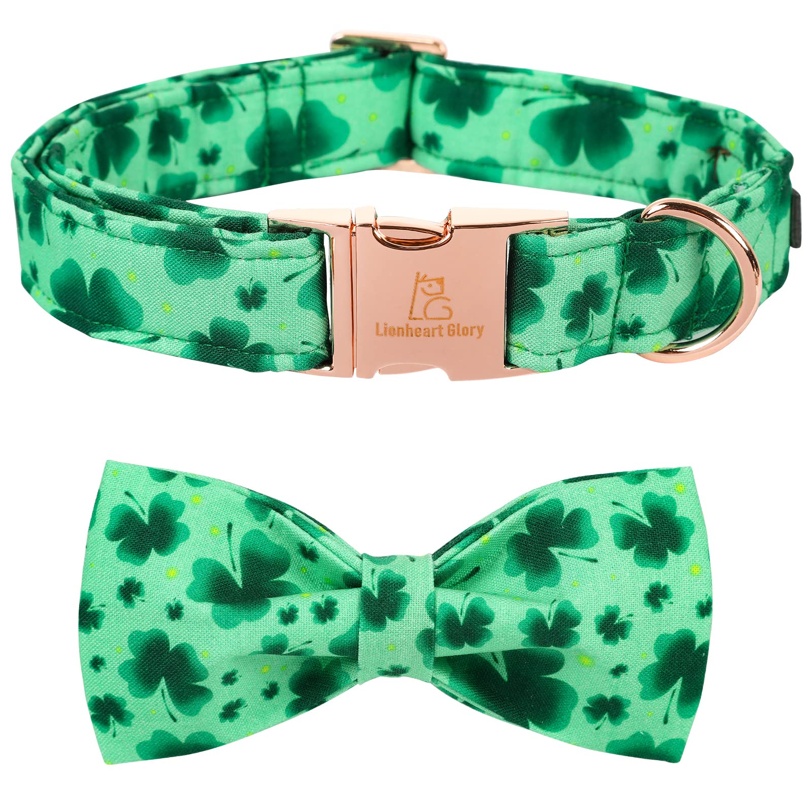 Lionheart Glory Clover Dog Collar, Adjustable Dog Collar With Bowtie, Pet Gift Collar For Dog Soft Bowtie Dog Collars For Small 