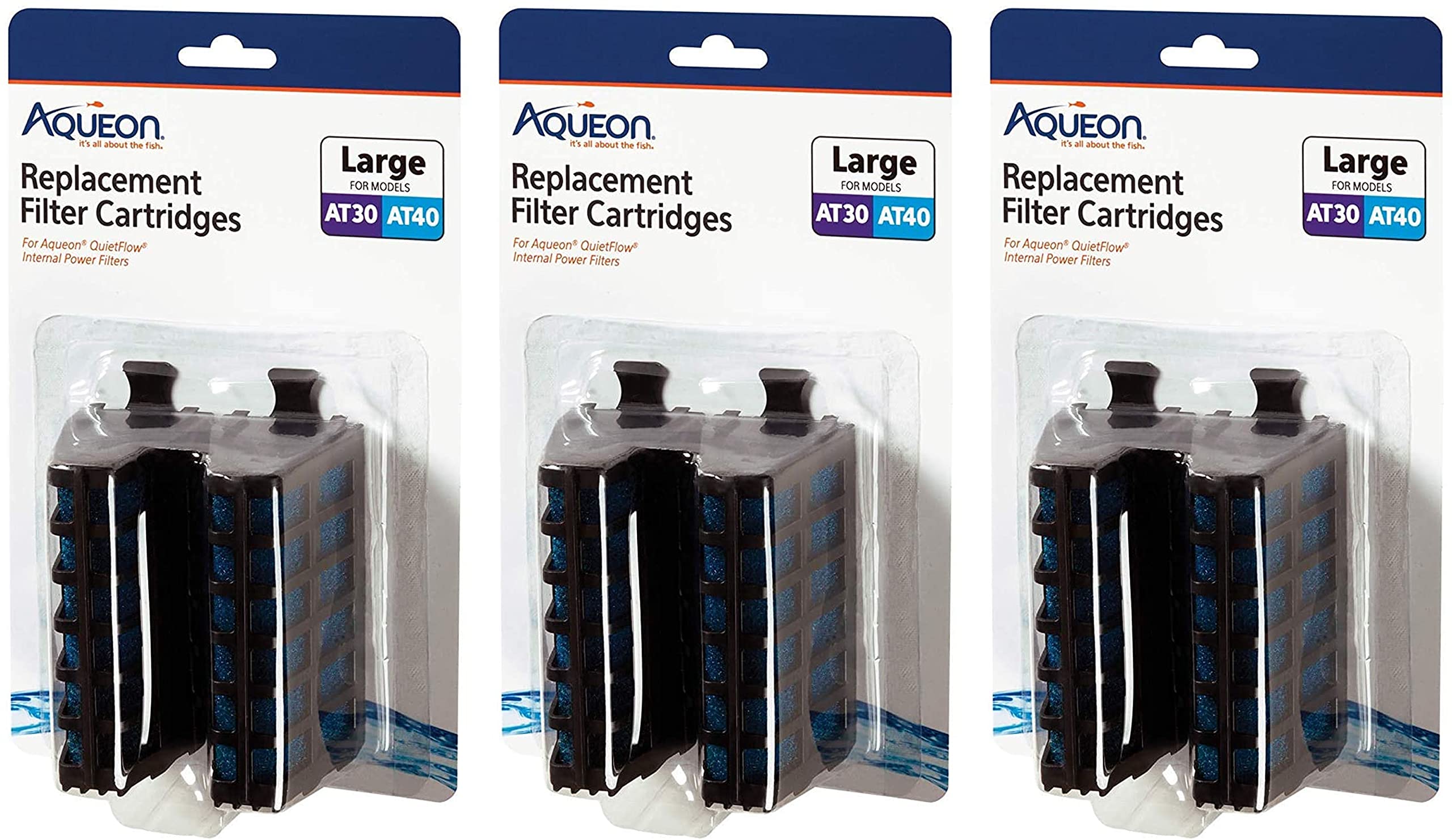 Aqueon 6 Count Replacement Internal Filter Cartridges, Large, For Quietflow Internal Filter At30 And At40