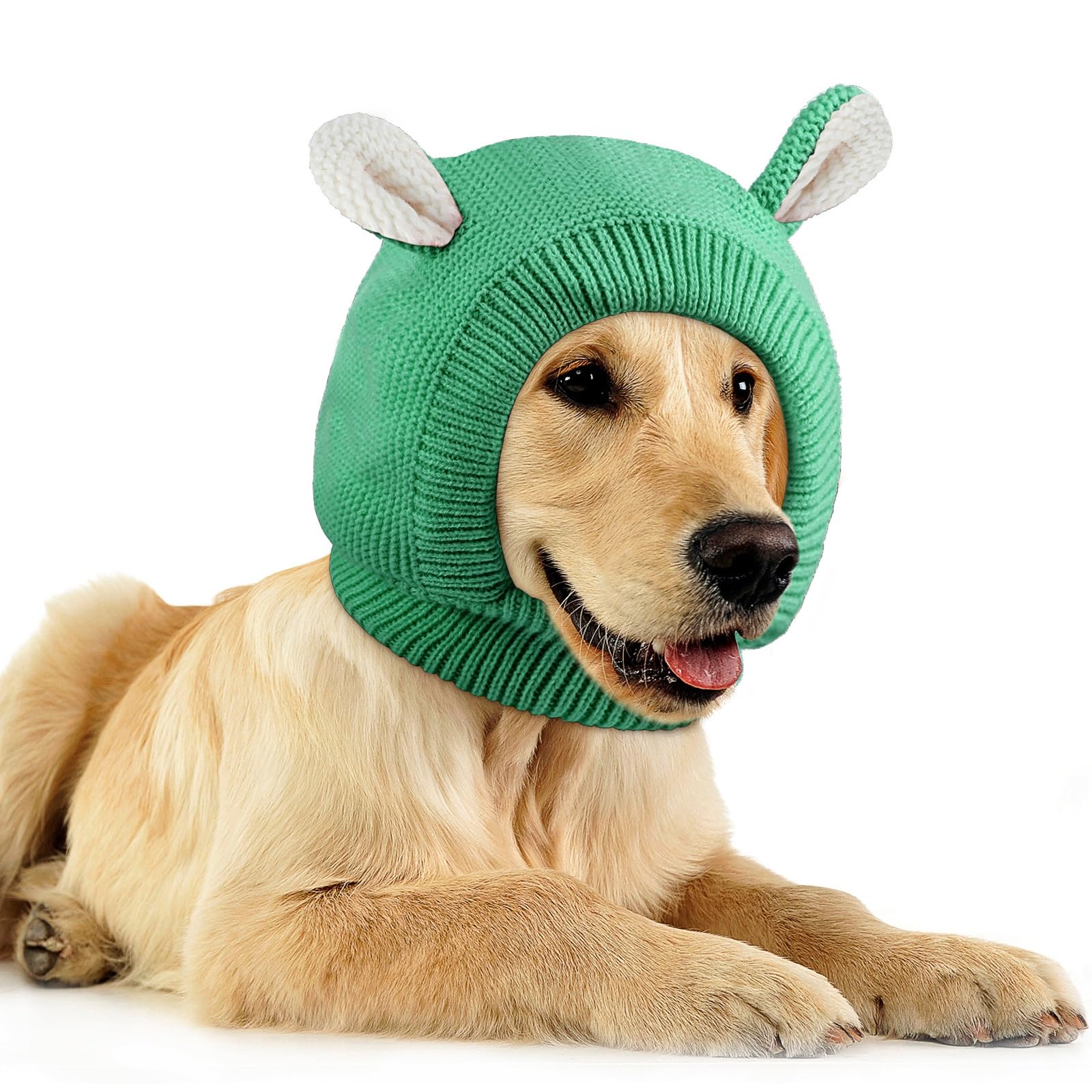 Quiet Ears For Pets, Knitted Dog Hats & Ear Muffs For Noise Protection - Warm Winter Hat & Snood Head Wrap For Medium To Large D