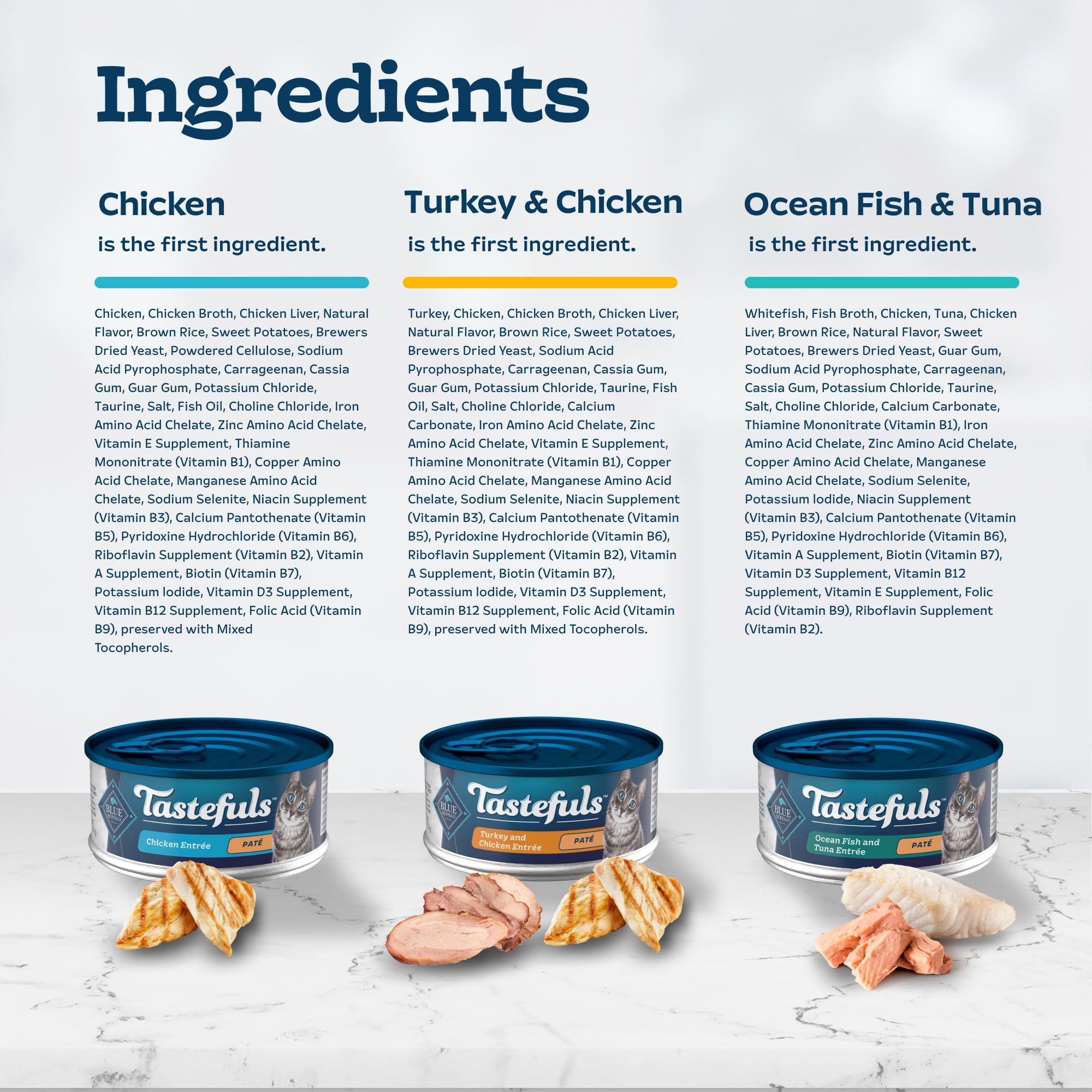 Blue Buffalo Tastefuls Wet Cat Food Pat   Variety Pack, Made with Natural Ingredients, Chicken, Turkey & Chicken, Ocean Fish & T