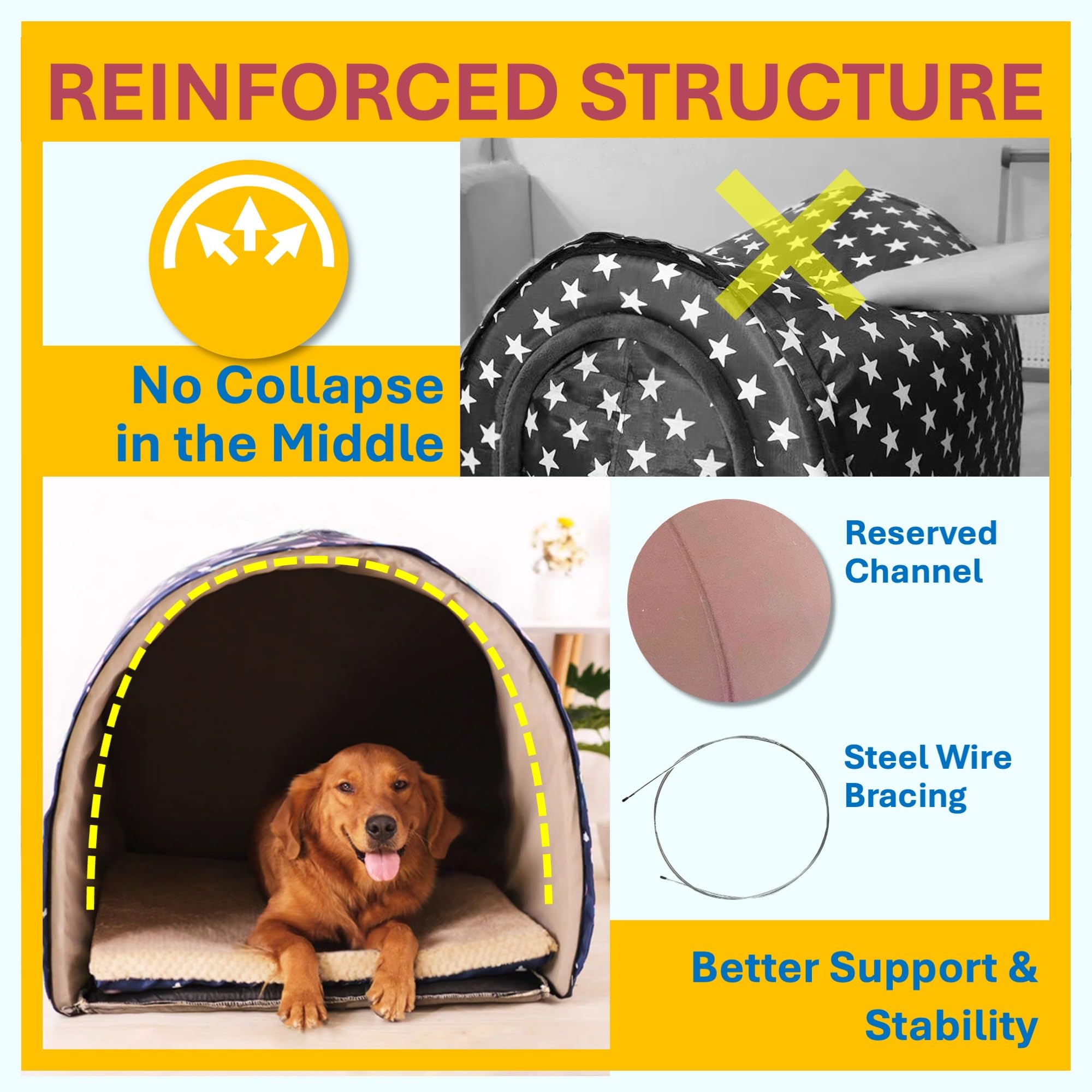 2 In 1 Extra Large Pet Winter House Convertible To Bed With Warm Cushion Mat, 2 Way Indoor Outdoor Portable Dog Kennel, Removabl