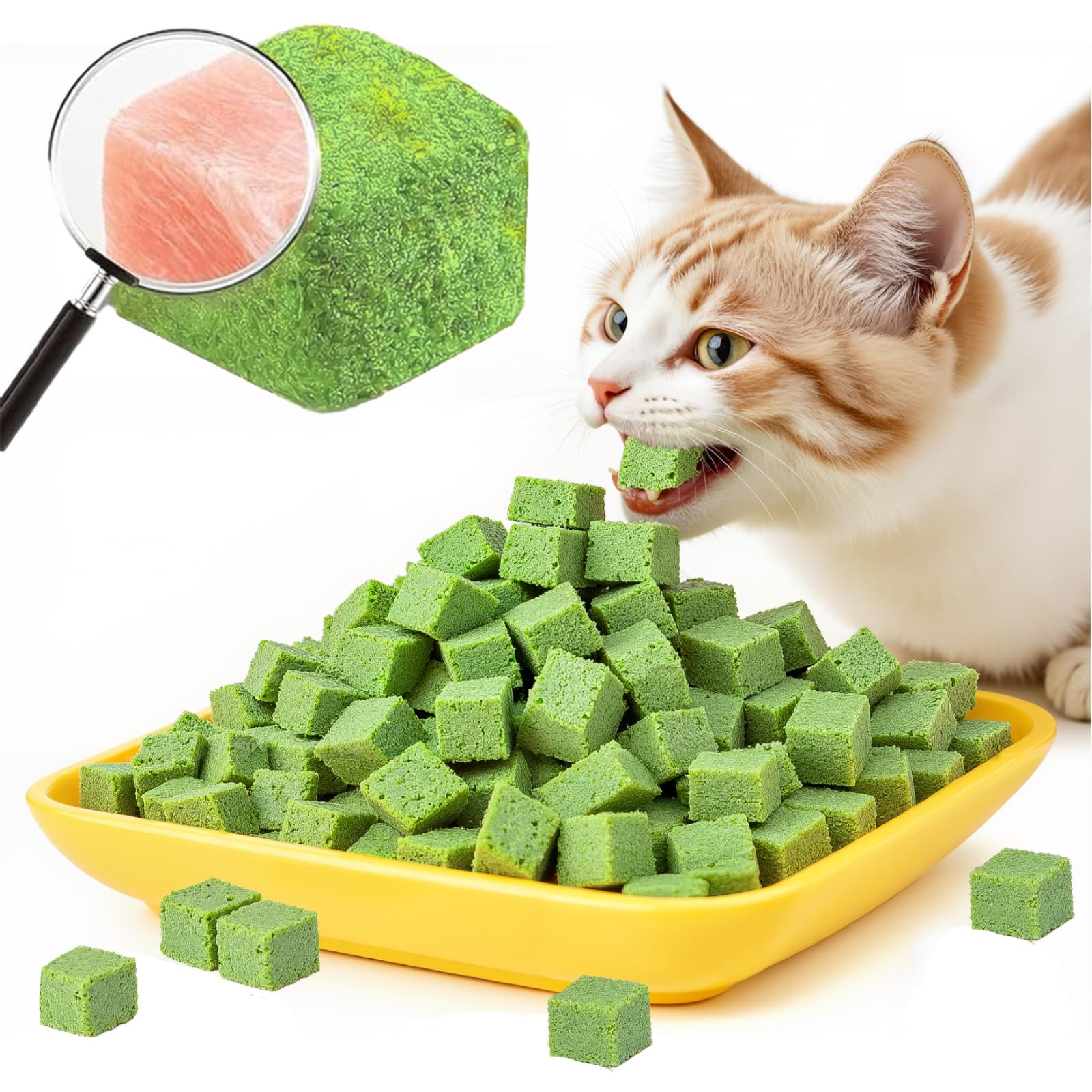 GREMBEB 120g/4.23oz Cat Toy Cats Grass Treats, Fish Oil Kitten Grass Catnip Stick for Hairball Removal Teeth Cleaning Cats Edibl
