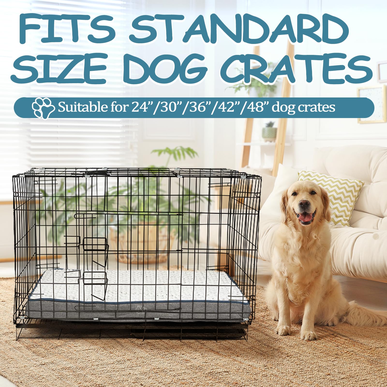 Empsign Reversible Cool And Warm Dog Bed For Crate Pad, Pet Beds With Washable And Removable Cover, Dog Crate Bed Sleeping Mats, Bed For Dog Crate For Large Medium Small Dogs, Grey