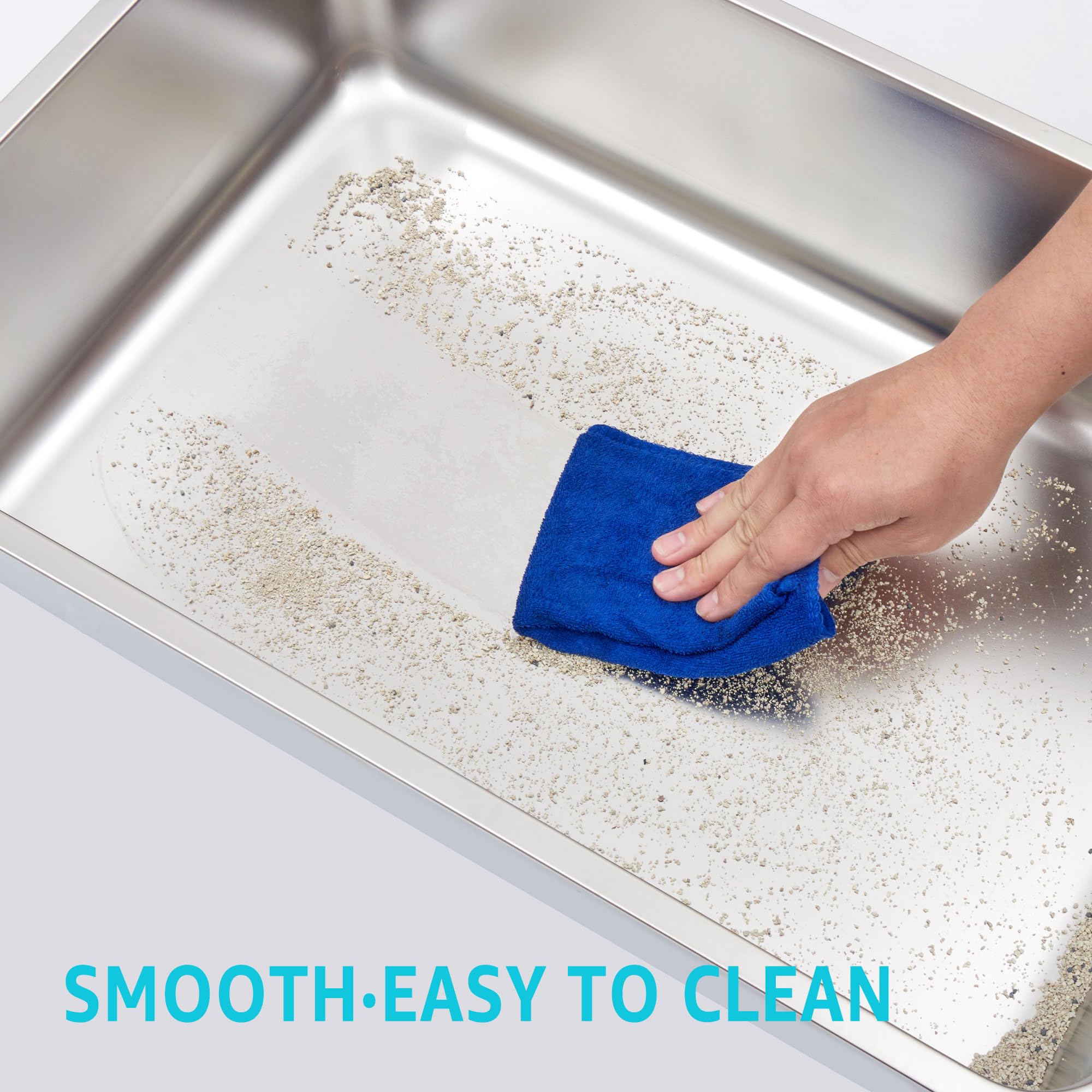 EGMEHOAD Stainless Steel Litter Box, Medium 6" High, Non-Stick, Easy to Clean, No Smell, Model SP-box453515