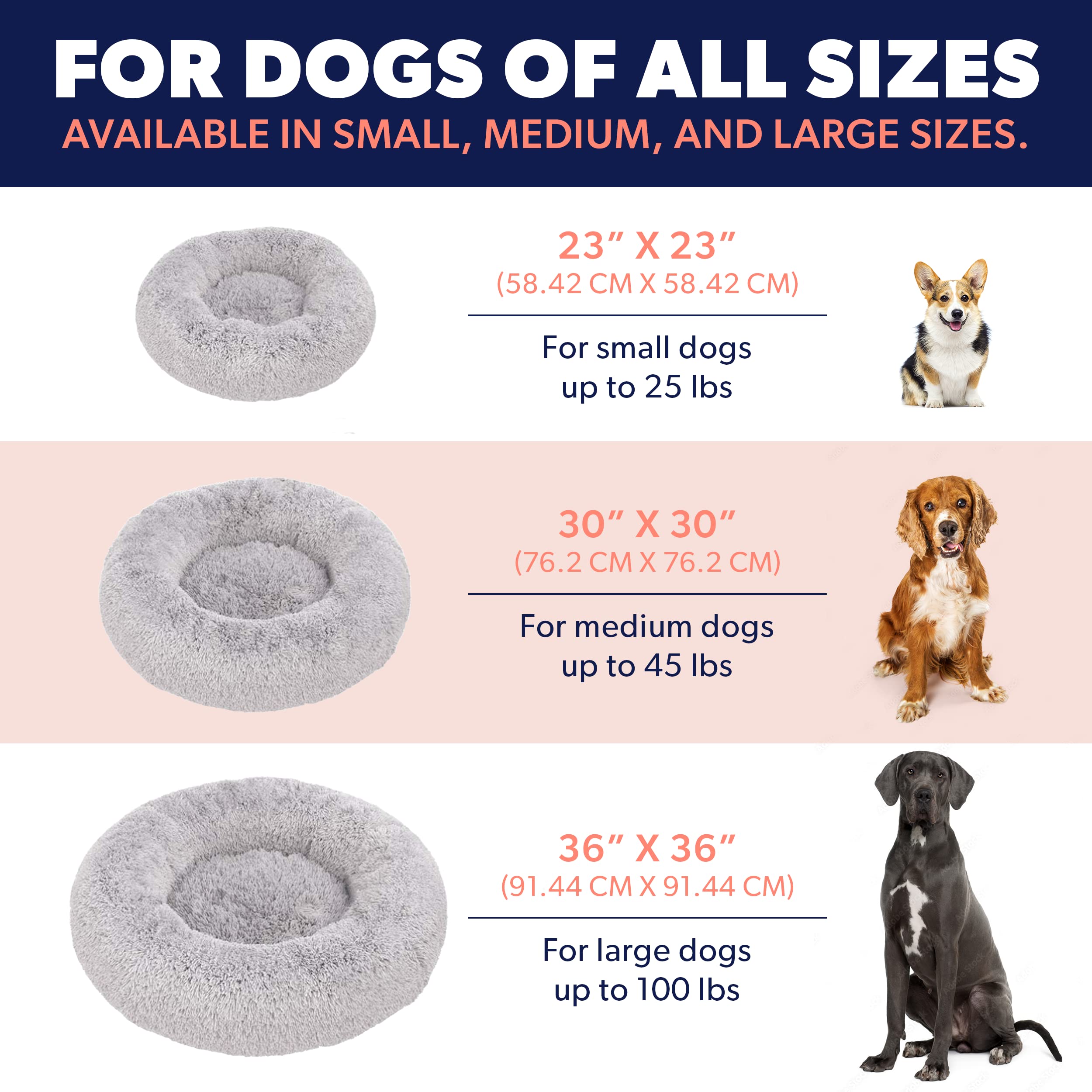 Active Pets Large Dog Bed - Calming Orthopedic Pet Bedding, Medium 30", Beige, Joint Support, Washable, Model GW-DU2G-N9KI