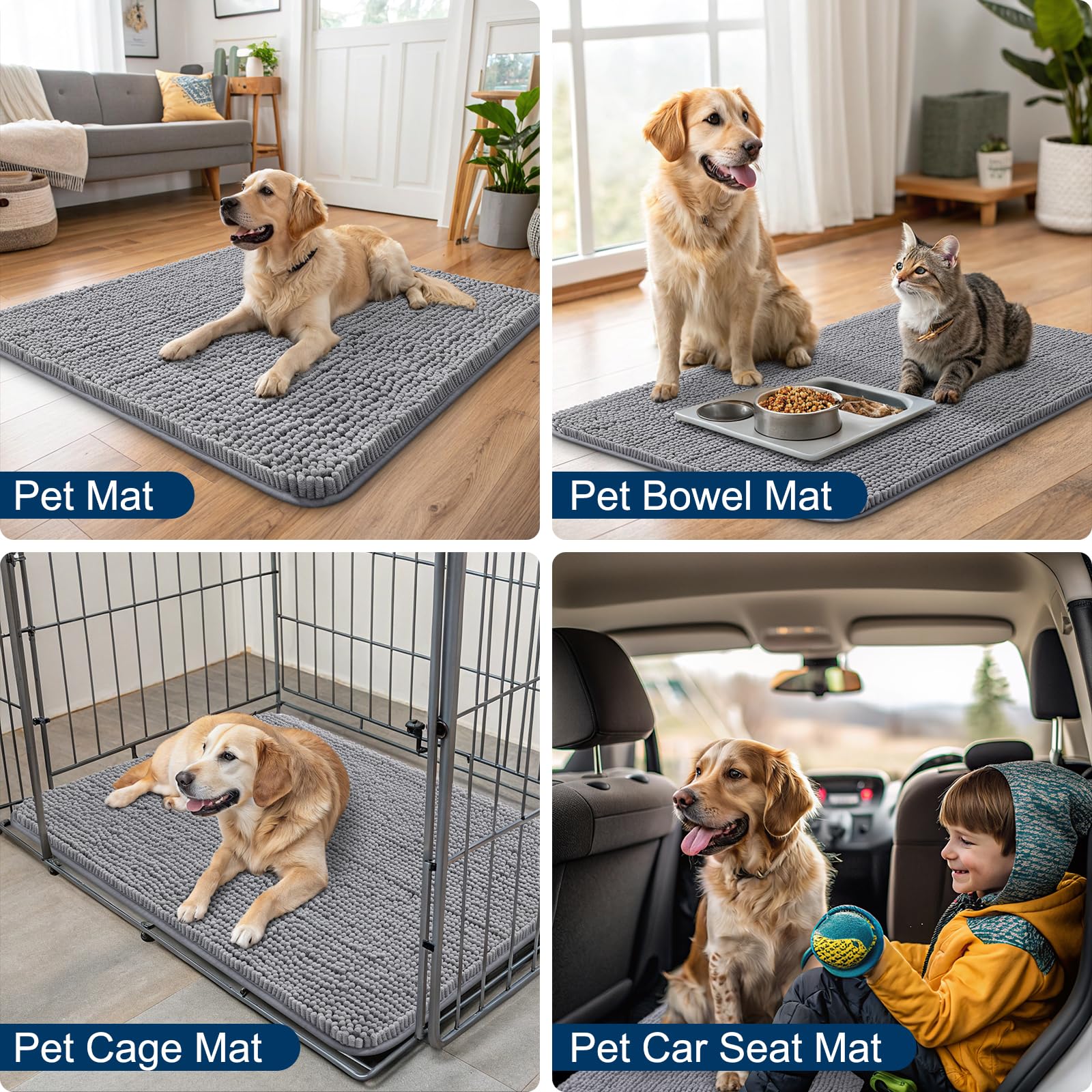 Smiry Dog Bed Mat 71X46, Ultra Soft Non-Slip Washable Quick Dry Chenille Dog Sleeping Mattress For Large Jumbo Medium Small Dogs