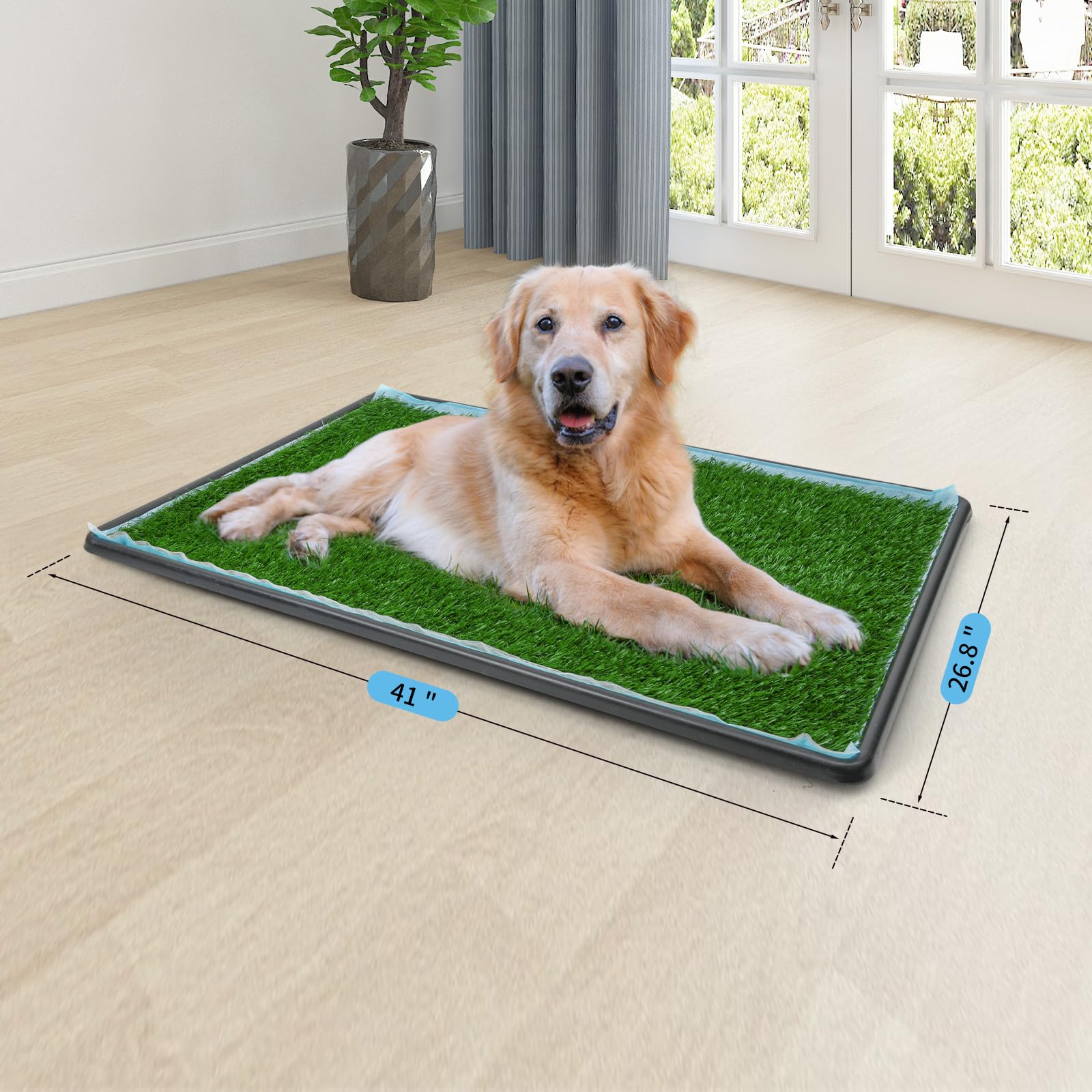 Oiyeefo Dog Grass Pad With Tray,41   X 26.8    Indoor Dog Potty With 2 Packs Replacement Artificial Fake Grass-5 Packs Disposabl