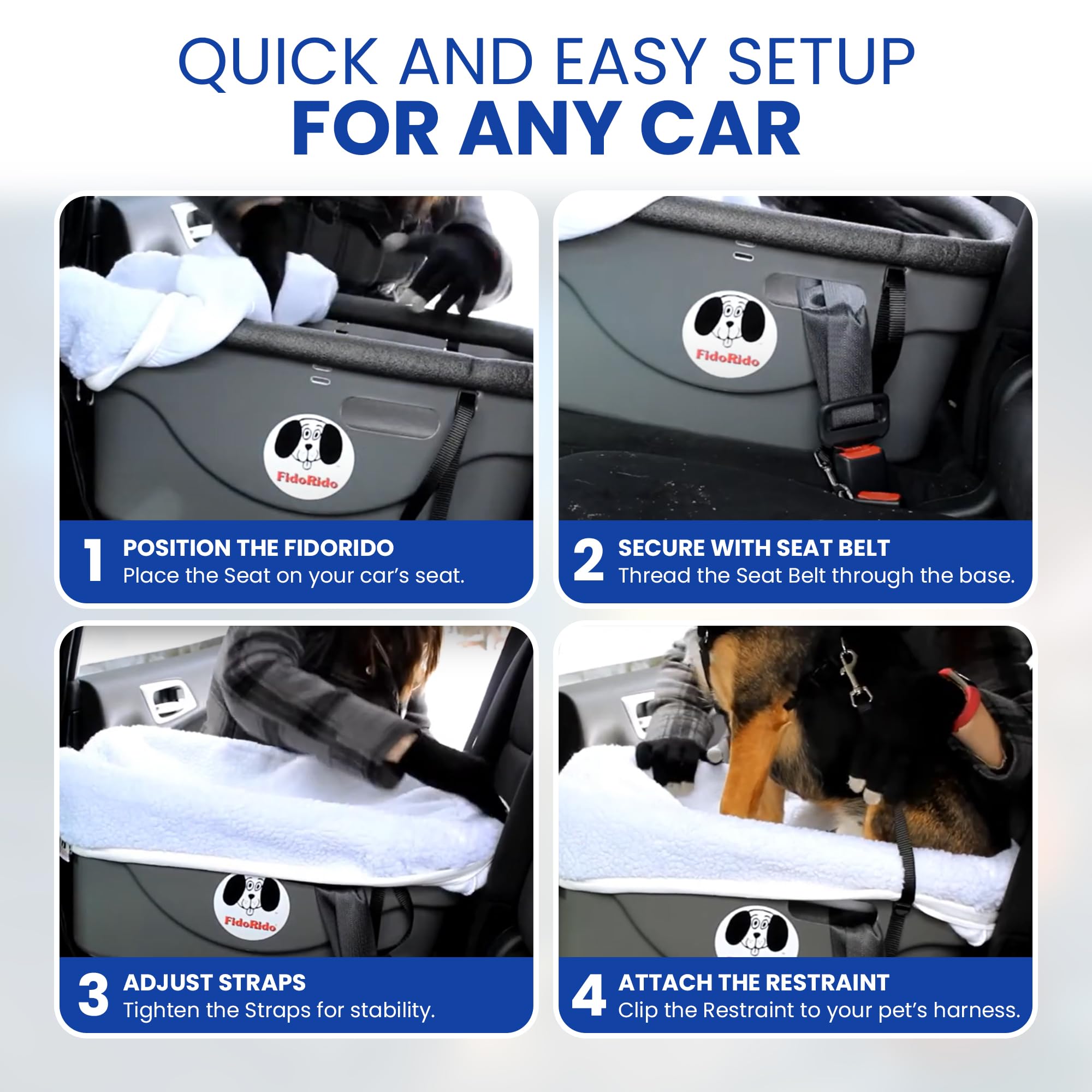 FidoRido Dog Car Seat - Small Harness Booster Seat, Red with Black Paw Prints, Comfortable Cushions and Safety Straps for Travel