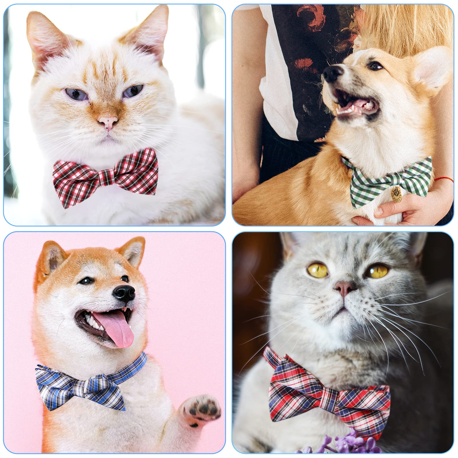 Segarty Dog Bow Tie, 10 Pcs Bowties Dog Collar Holiday Cat Collar Grooming Bulk Bows For Pet Puppy Photography Festival Party Neck Wear Gift, Cute And Plaid Patterned
