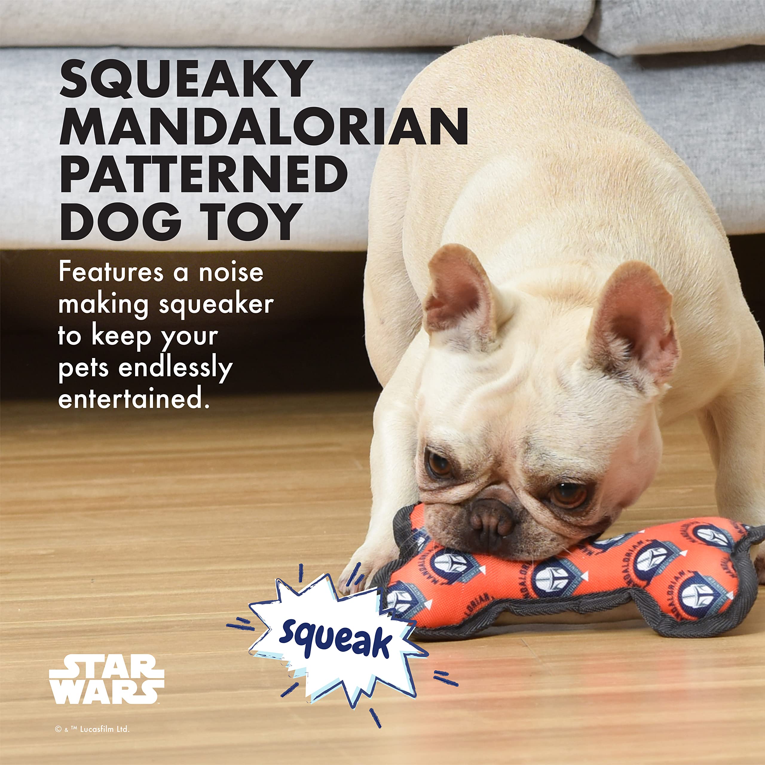 Star Wars The Mandalorian: Mando Oxford Bone Squeak Toy Dog Toy From Star Wars & The Mandalorian Bone-Shaped Squeaker Toy Star W