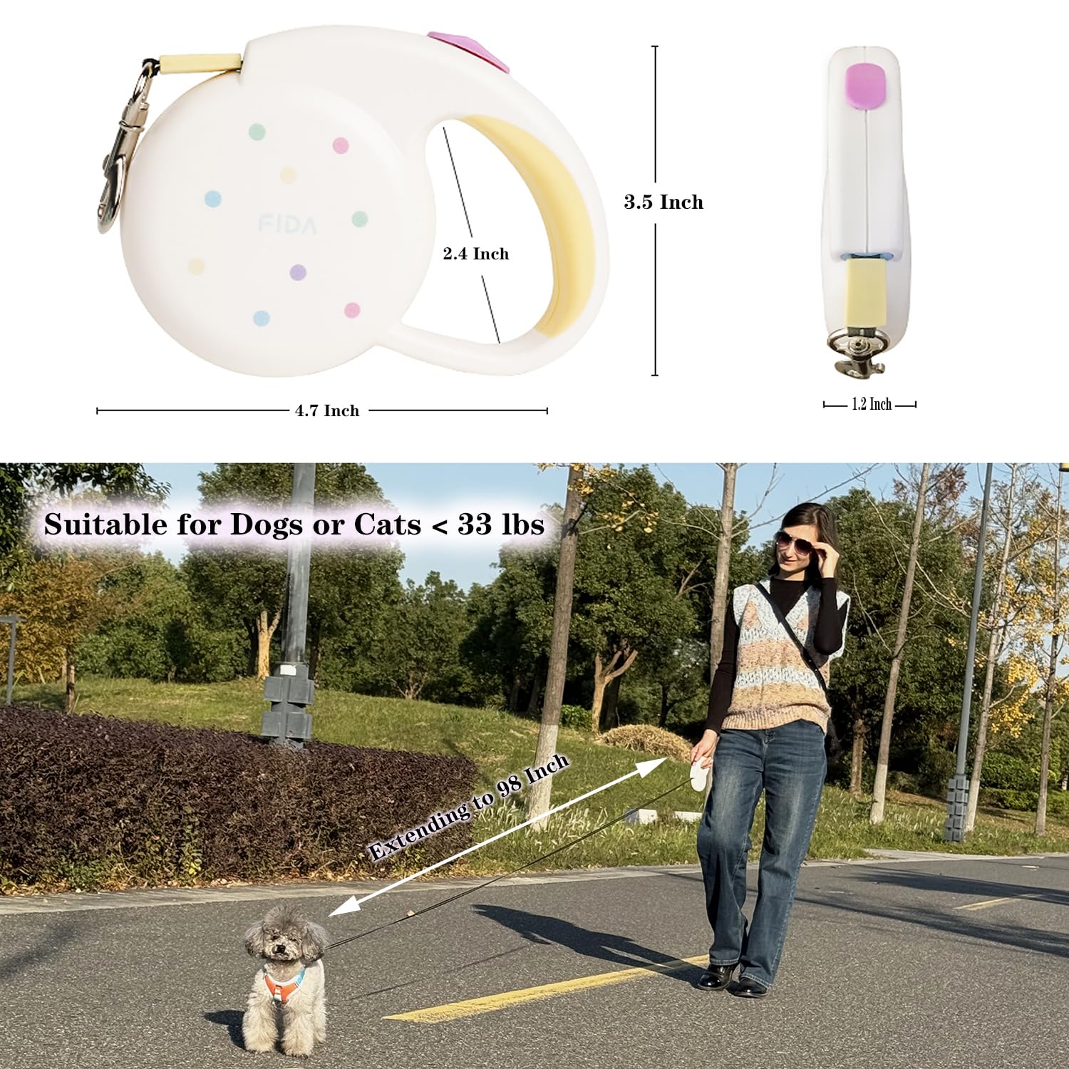 Retractable Dog Leash Anti-Slip Soft Grip 2025, Premium Nylon Tape Lead For Pets Up To 13Lbs, Flexi Dog Leash With Anti-Twist Pr