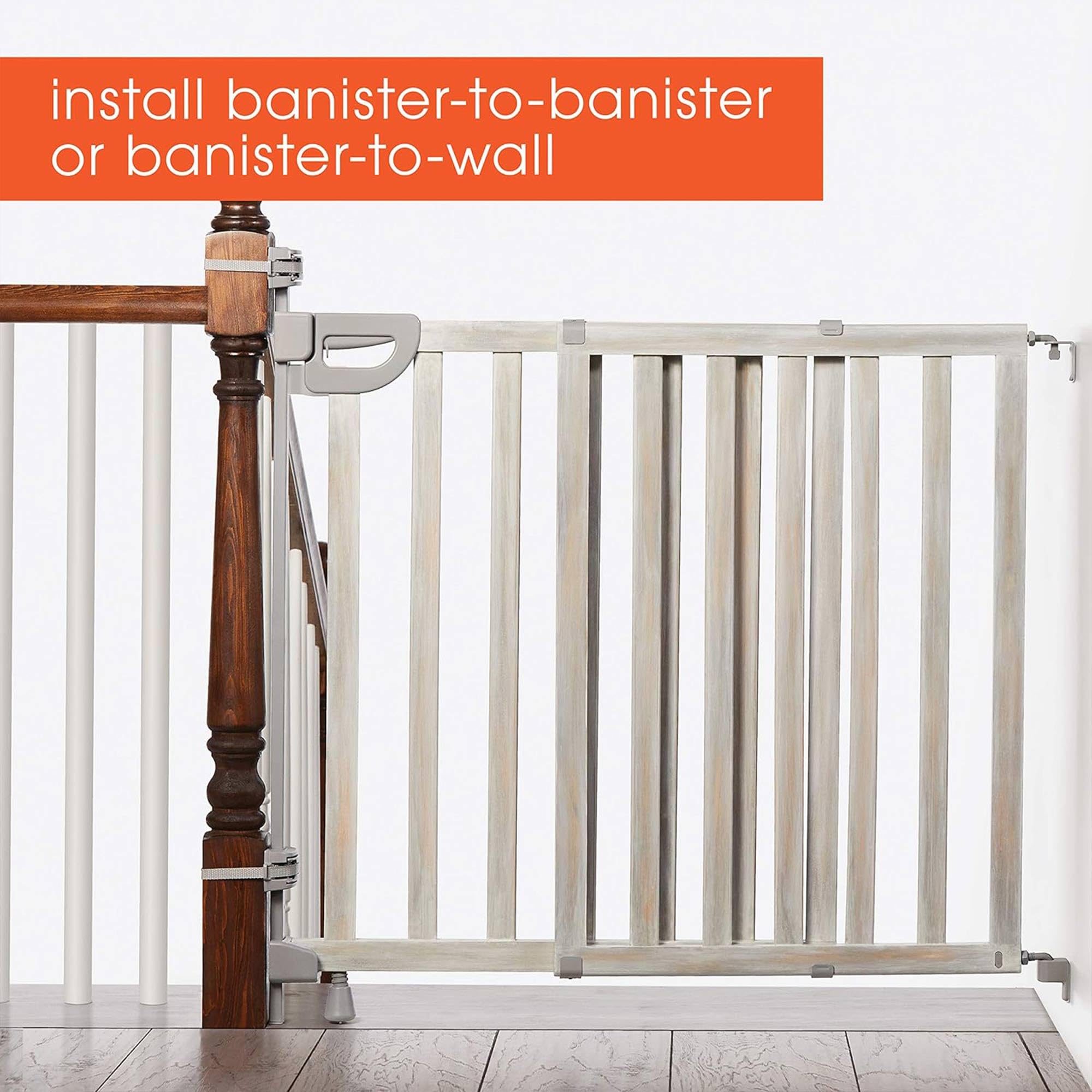 Summer Infant Banister And Stair Wood Safety Gate With Extra Wide Door Design And Comfort Grip Handle For Easy One Handed Release, Multicolor