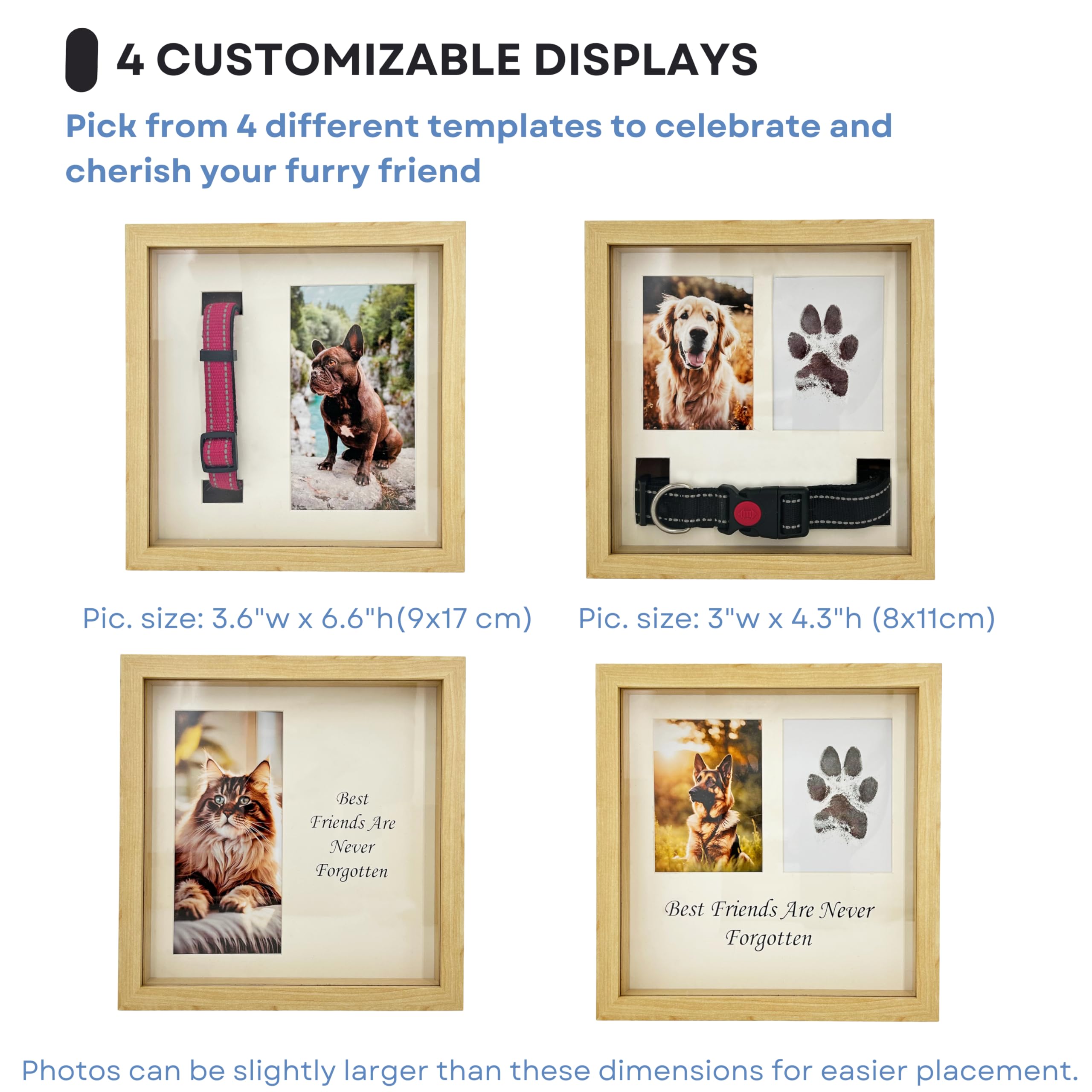 Otterpets Memorial Picture Frame For Pets - Paw Print Kit - Remembrance For Dogs & Cats - Shadow Box With Collar - Keepsake Trib