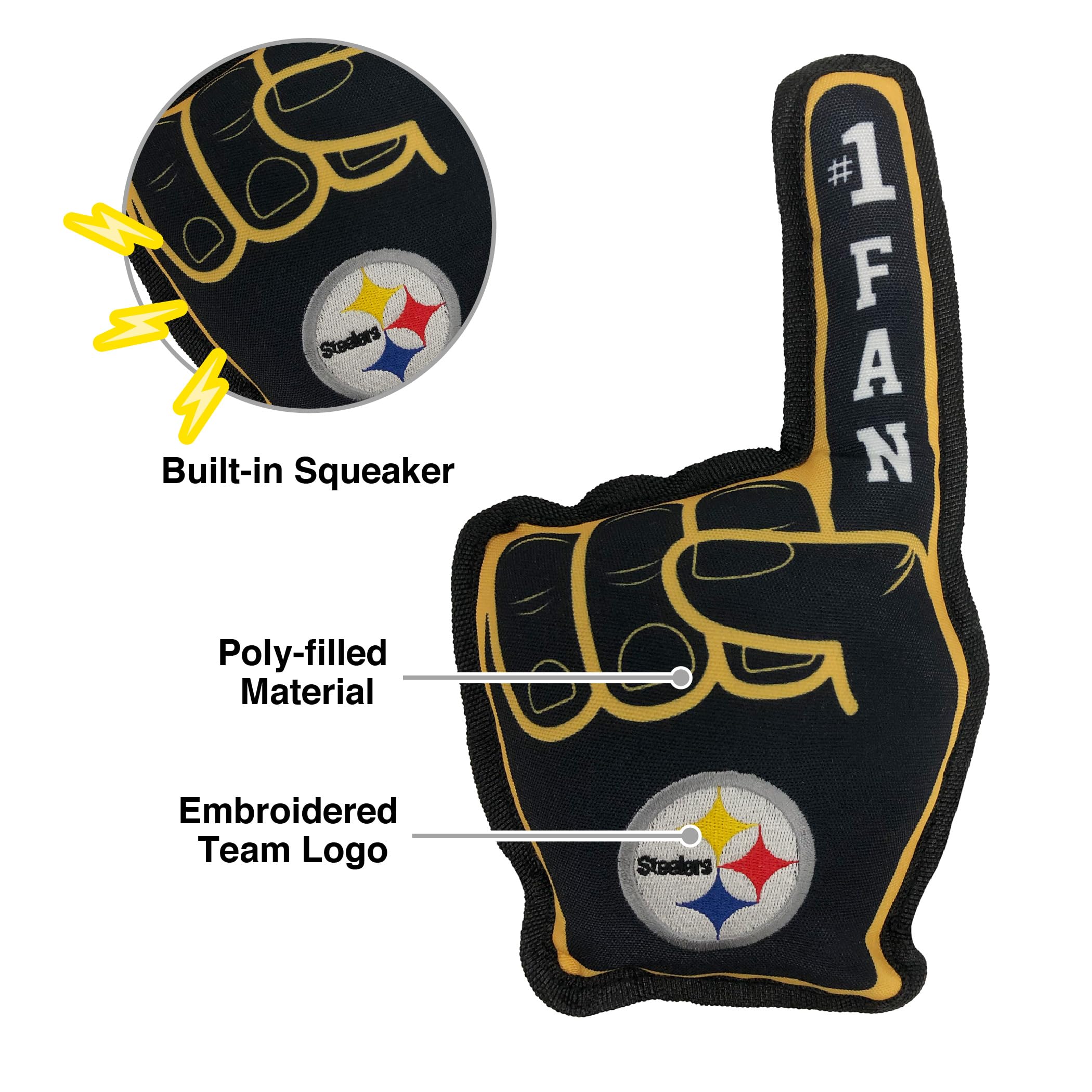 Nfl Pittsburgh Steelers #1 Fan Toy For Dogs & Cats. Best Tough Pet Toy With Inner Squeaker