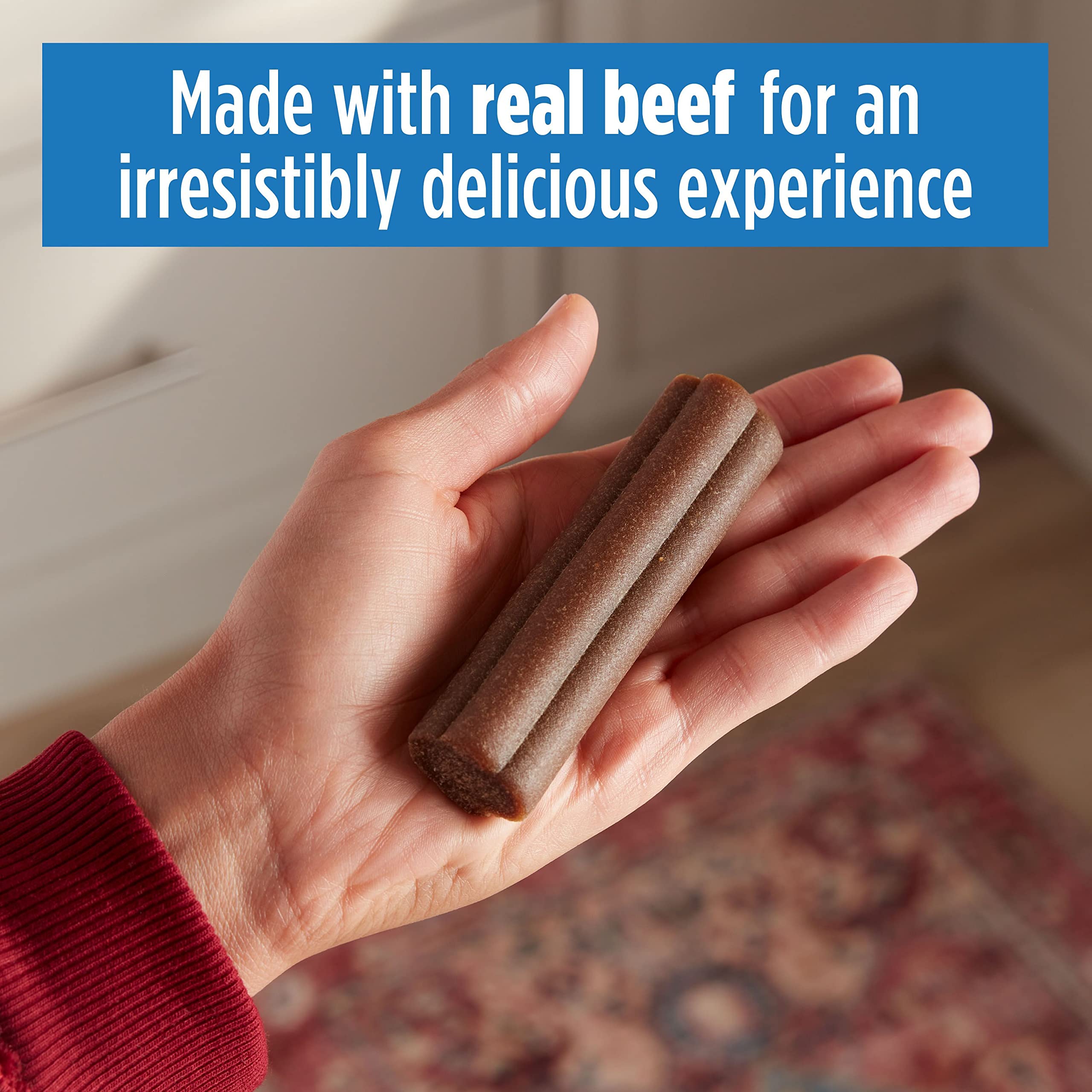 Milk-Bone Comfort Chews, Rawhide Free Dog Treats with Unique Chewy Texture and Real Beef, 3 Chews (Pack of 5), Easy on Digestive