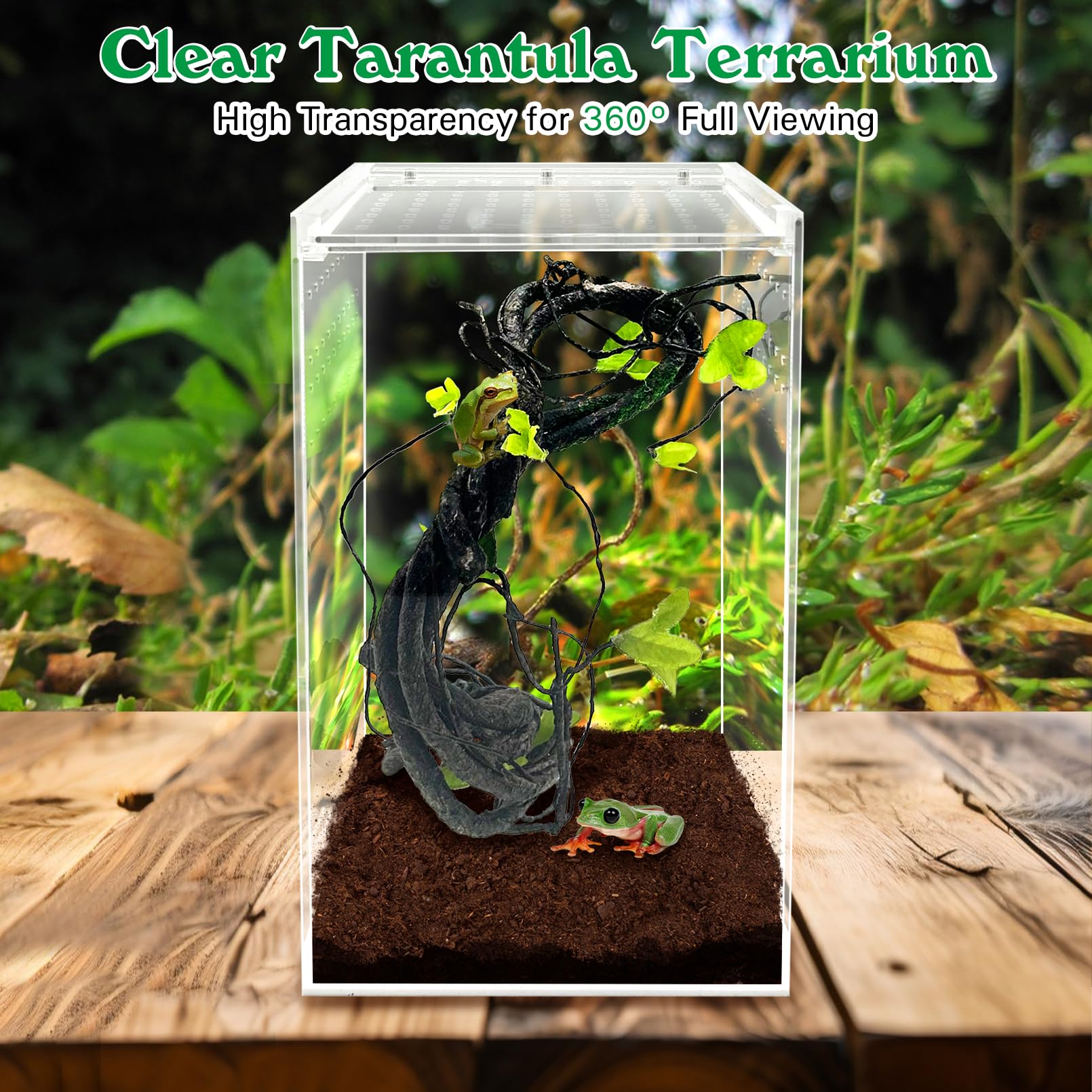Apatal Reptile Terrarium Enclosure 6'X6'X10' Tall Acrylic Tarantula Breeding Box Magnetic Hermit Crab Habitat Vertical Tank T