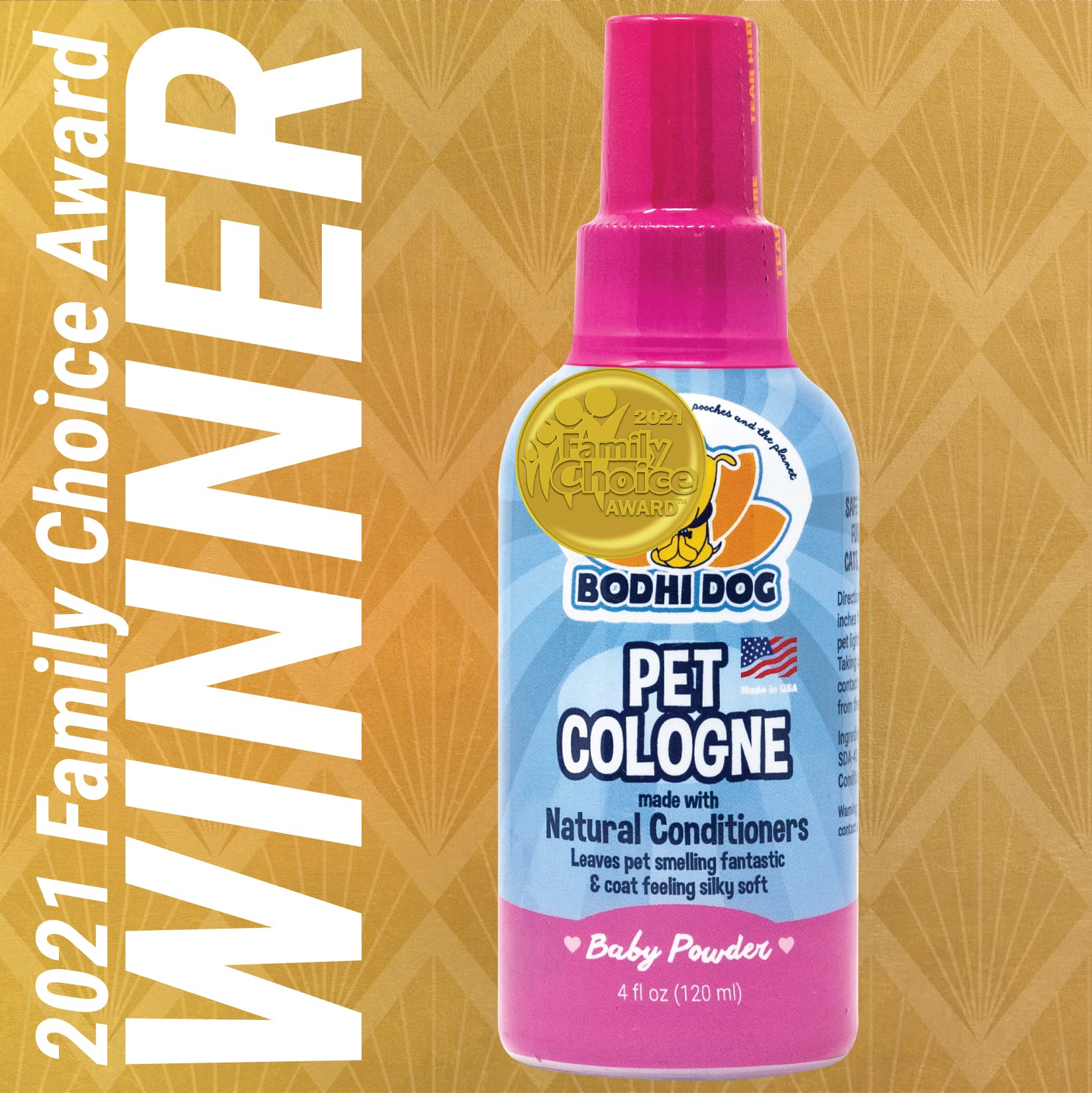 Bodhi Dog Natural Cologne Spray For Dogs & Cats - Baby Powder Scent, 4 Fl Oz