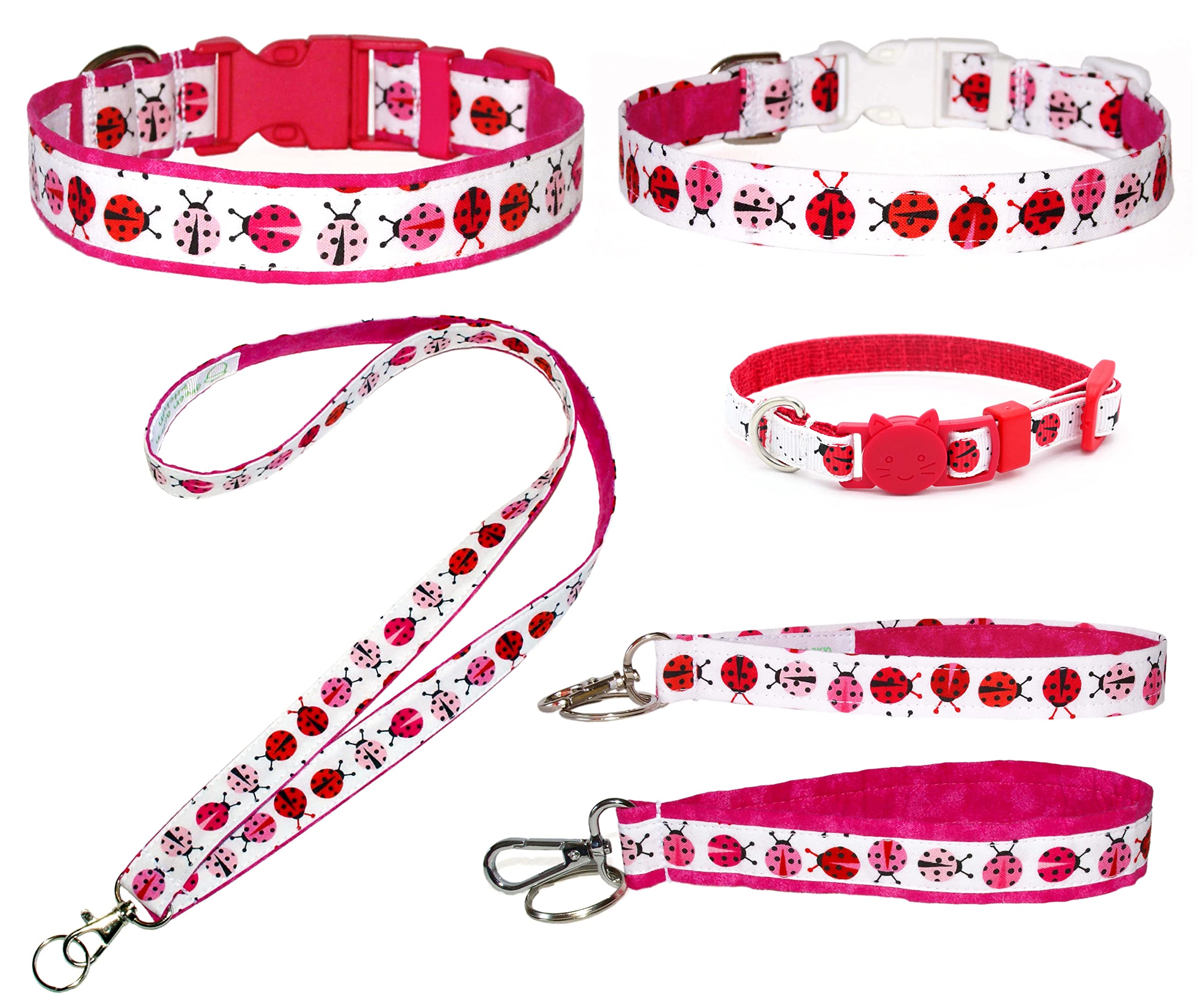 Ladybugs Cat Or Kitten Collar - Red And White - 3/8 Inch Wide - 2 Sizes - Breakaway Safety Buckle- Handmade By Green Acorn Kitch