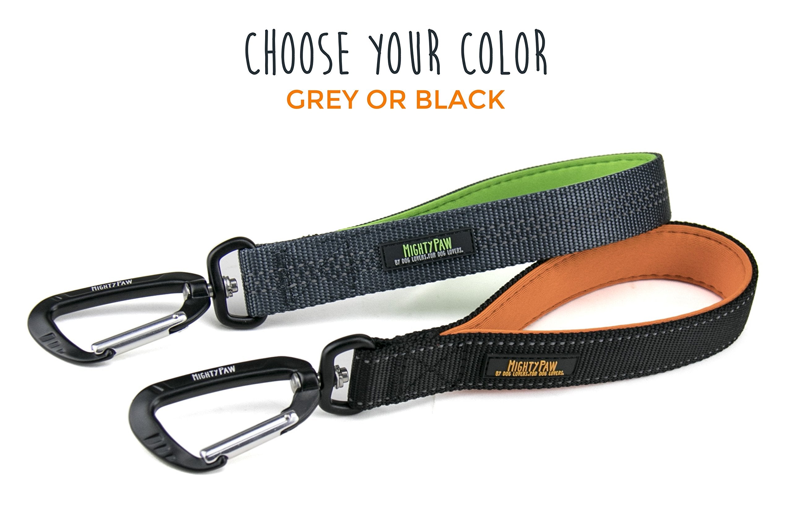 Mighty Paw Training Tab - Short Dog Leash - Padded Handle - Strong Traffic Pet Lead - Carabiner Clip Included - Padded Short Pet Tab - Leash Padded Traffic Handle - Pet Dog Training - 10” (Black)