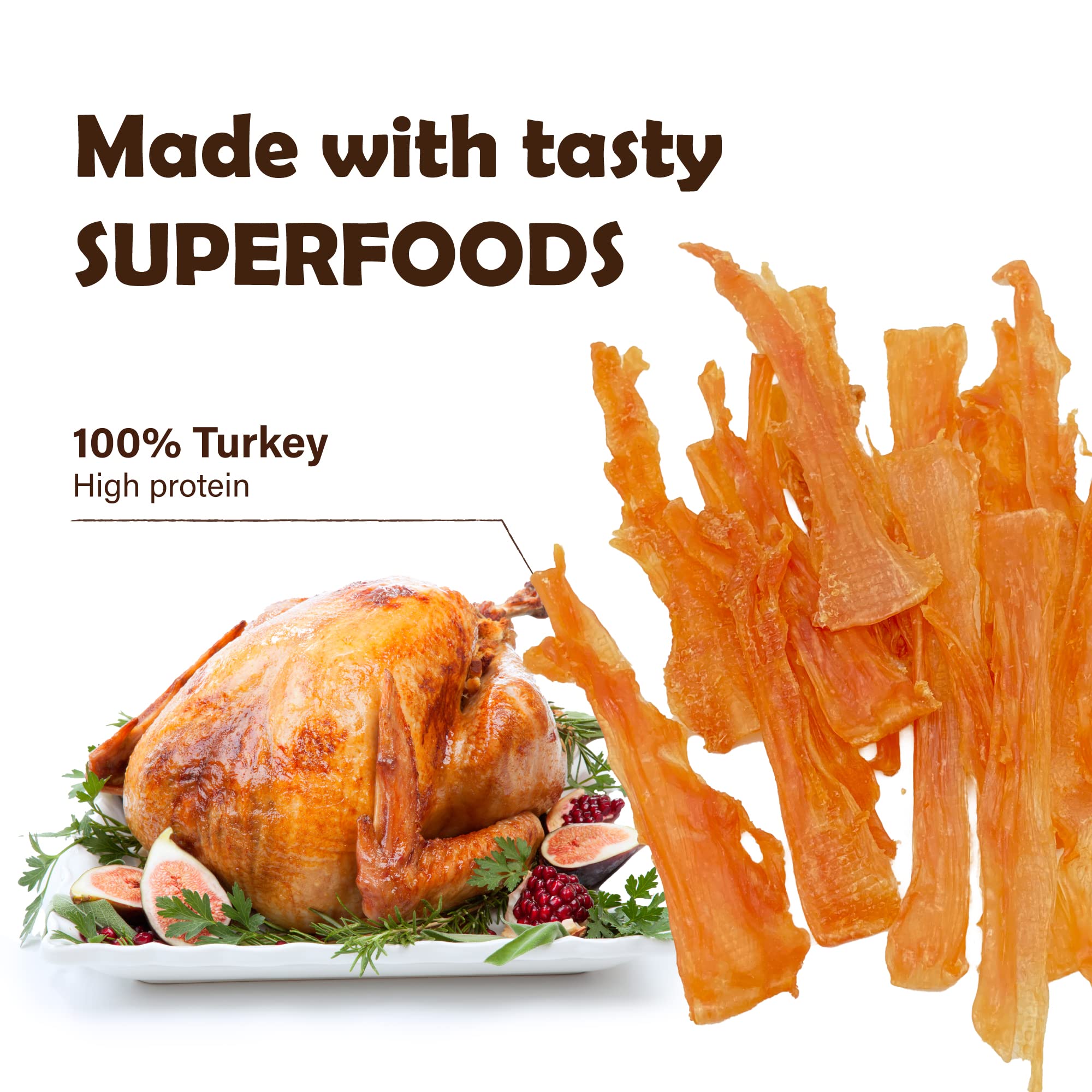 Afreschi Turkey Tendon Thin Stick 3.5 oz, Turkey Sourced from USA, Dog Treats for Classic Series, All Natural Human Grade Dog Tr