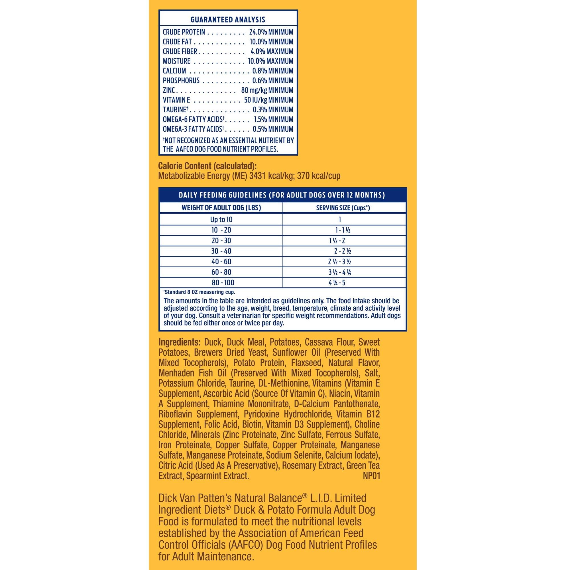 Natural Balance Limited Ingredient Diet Duck & Potato Adult Grain-Free Dry Dog Food 24-lb. Bag