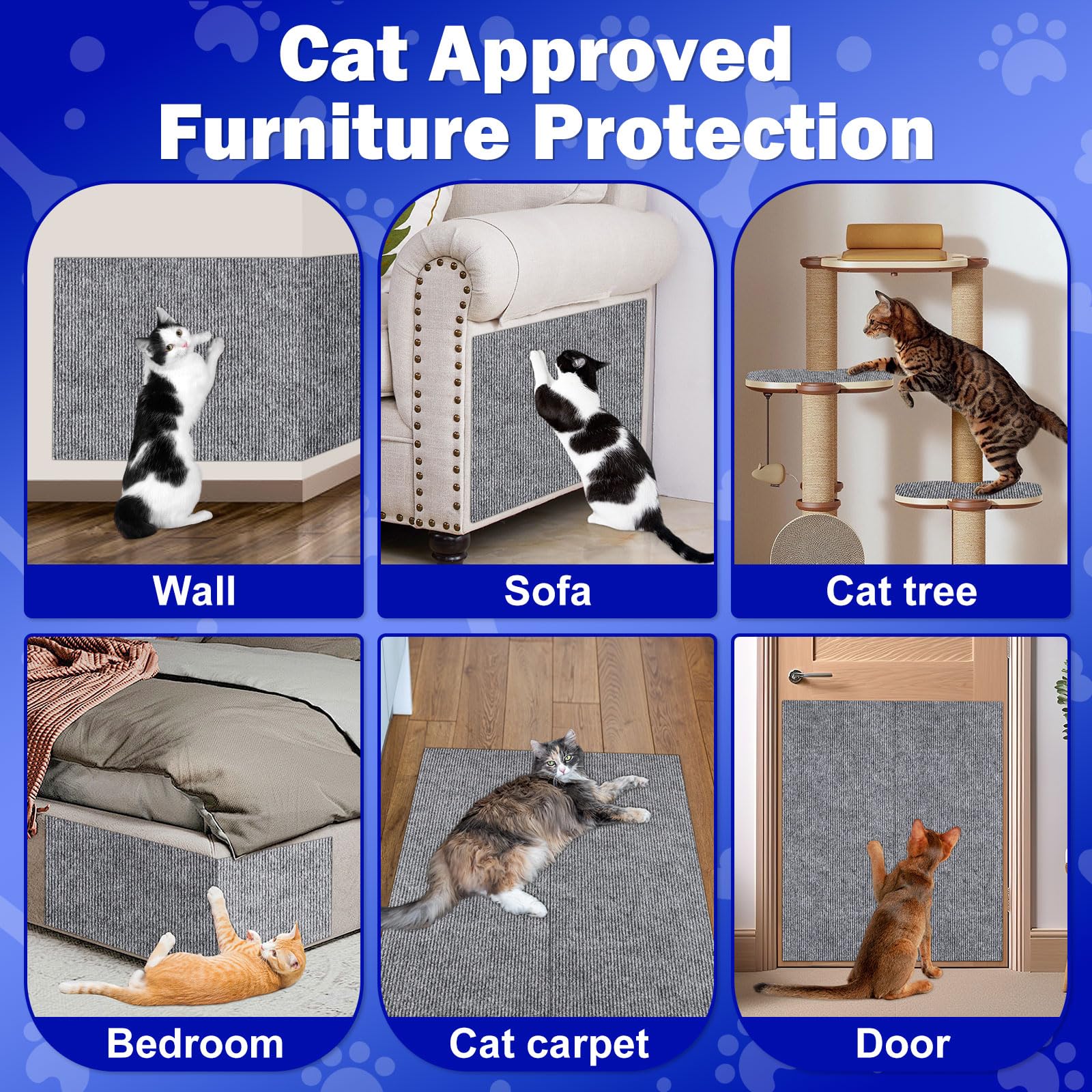 Enonci Anit Cat Scratch Couch Furniture Protector,196.8X15.8 Cat Wall Corner Scratcher Pads Mat,Diy Climbing Scratching Carpet P