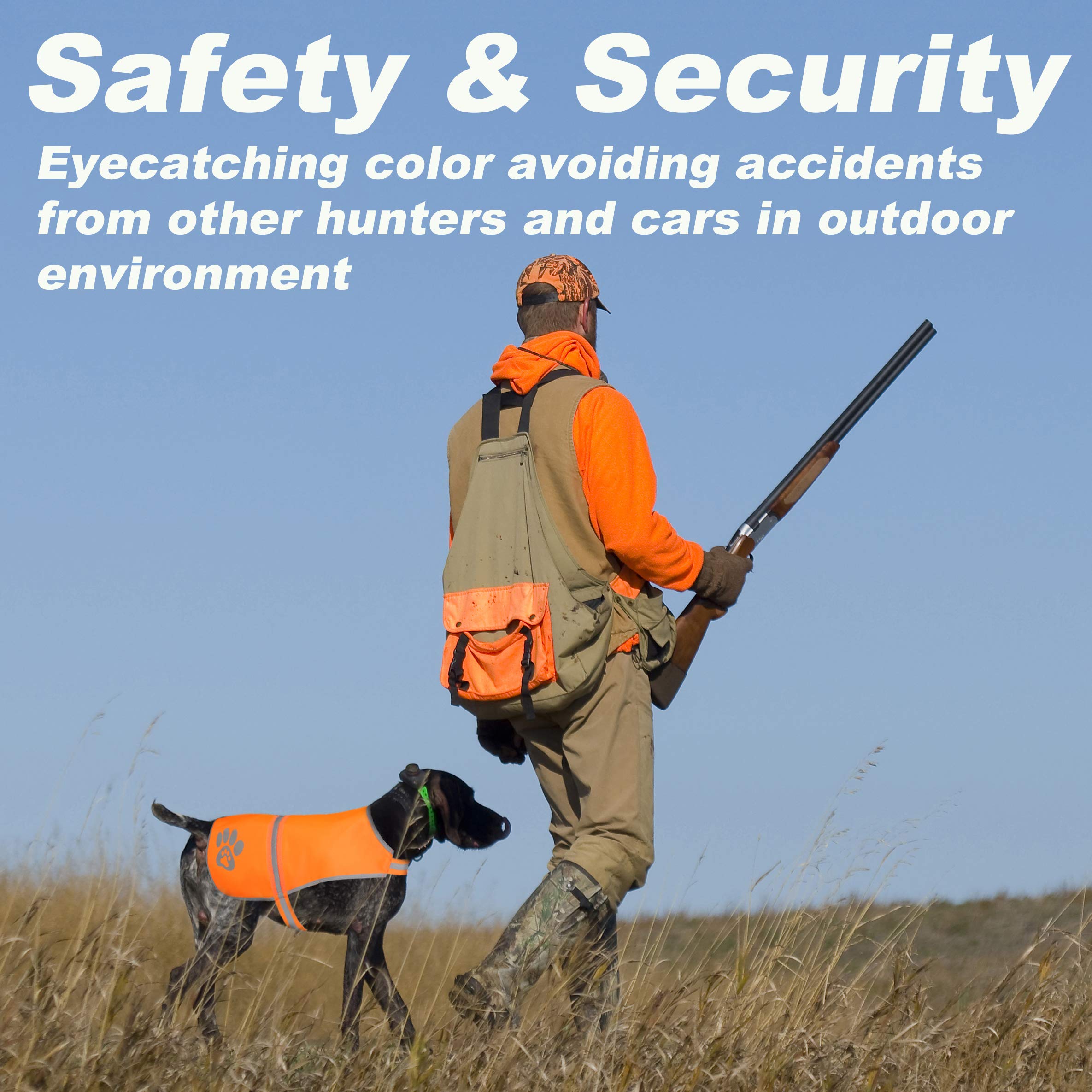 SPOFLY Dog Vest Blaze Orange Hunting Vest Safety Reflective Dog Jacket Fits Small Medium Large Dogs Hook and Loop Fastener High
