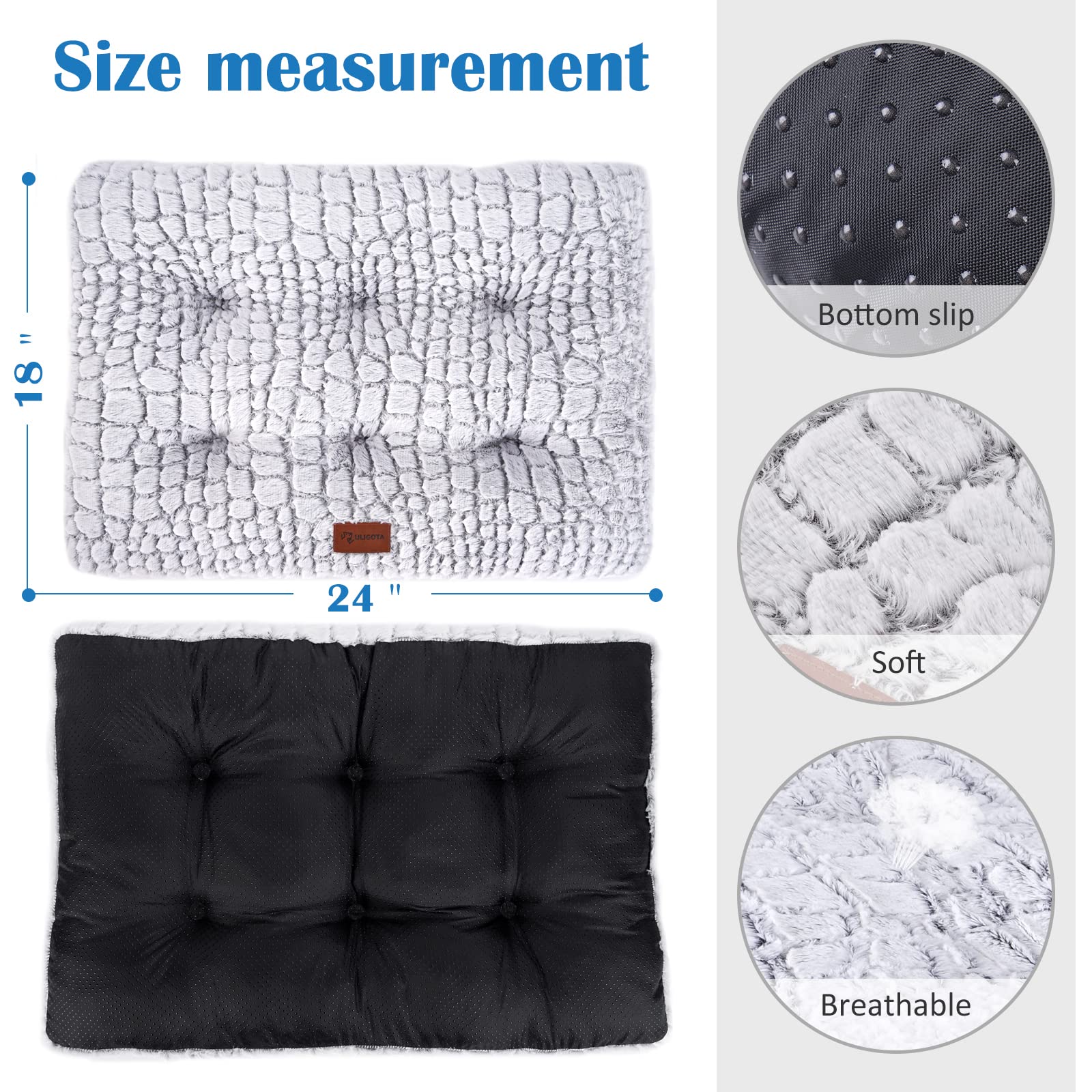 Dog Bed Crate Pad - Soft Fluffy Pet Cushion Mat For Small Dogs, Anti-Slip Comfy Kennel Pad For Puppy Crates