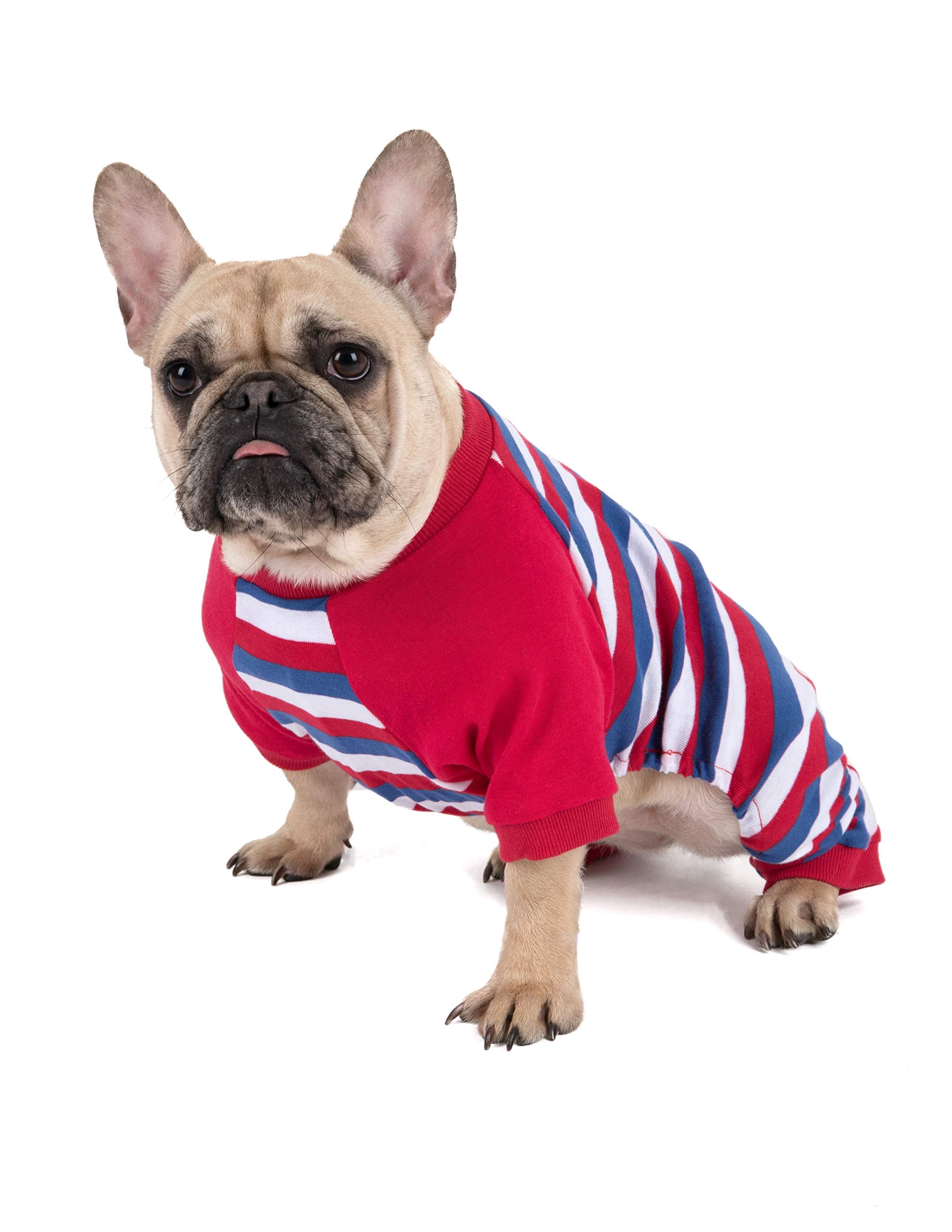 Leveret Matching Dog Pajamas Christmas Pjs 100% Cotton Red/White/Blue Stripes Size X-Small