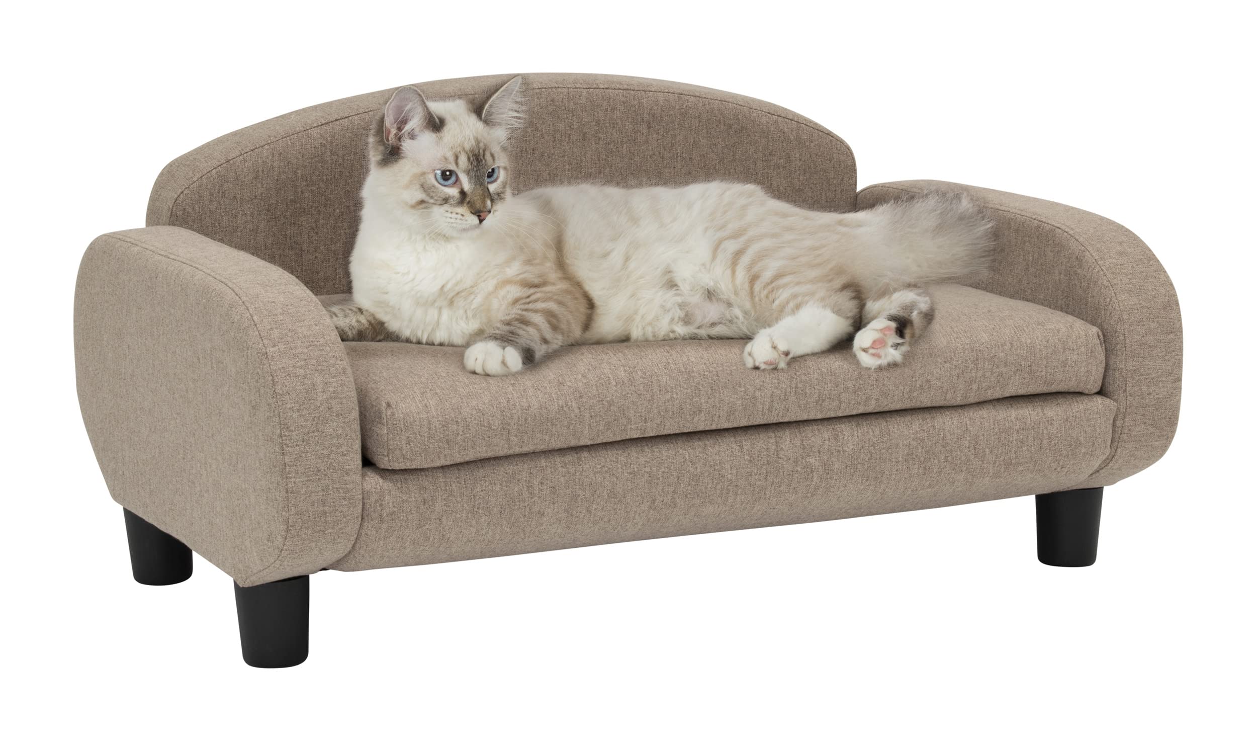 Paws & Purrs Modern Pet Sofa 31.5'' Wide Low Back Lounging Bed With Removable Mattress Cover In Espresso/Sand
