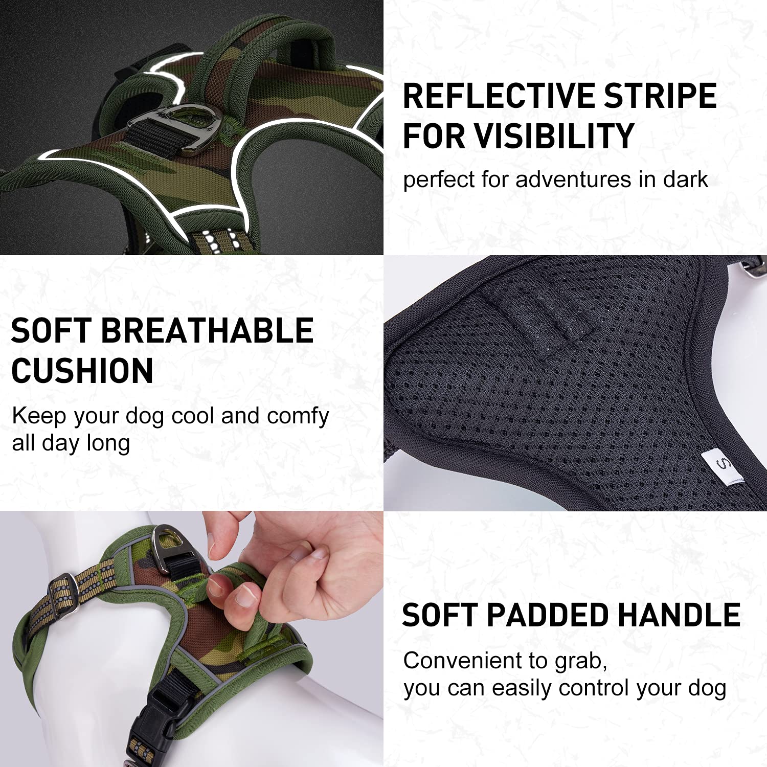 Dog Harness For Medium Sized Dog No Pull Dog Harness For Large Dogs With Handle 2 Metal Leash Clips, Adjustable Reflective Puppy