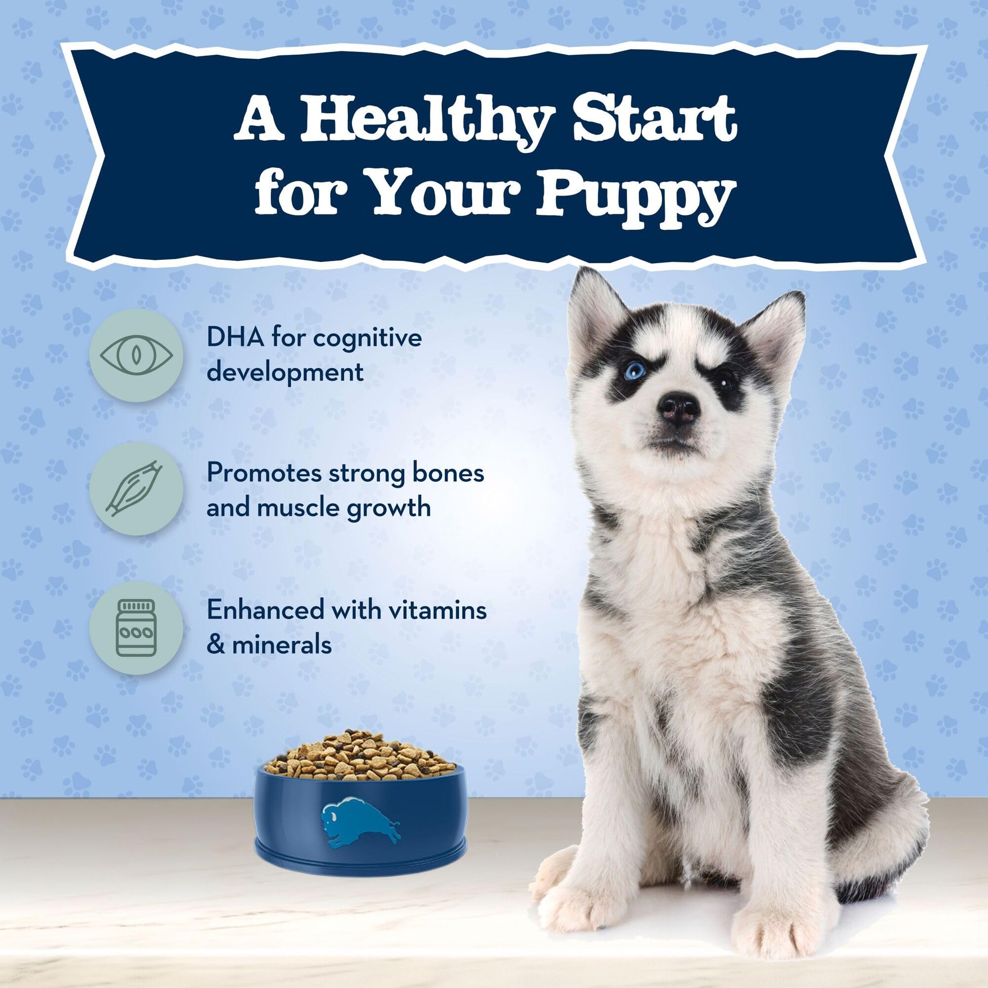 Blue Buffalo Baby Blue Natural Dry Food for Puppies, Healthy Growth Formula with DHA, High-Protein Savory Chicken Recipe, 20-lb.