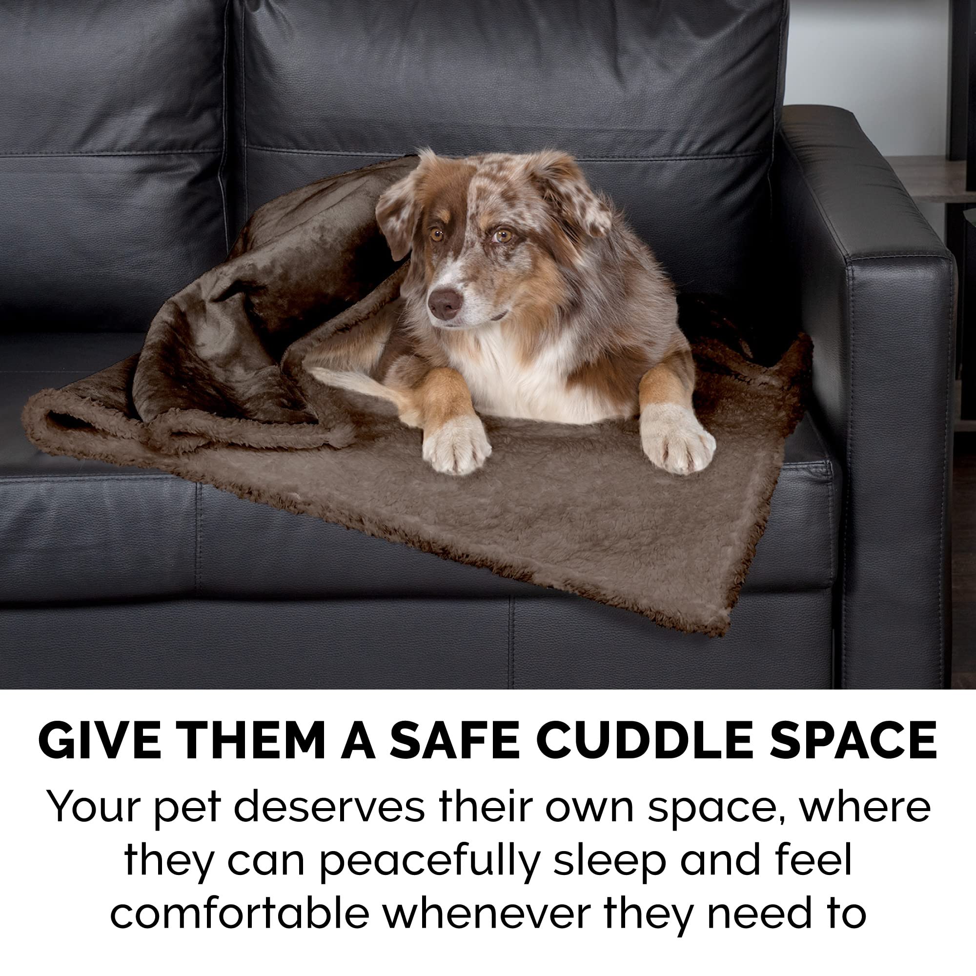 Furhaven Waterproof & Self-Warming Throw Blanket For Dogs & Indoor Cats, Washable & Reflects Body Heat - Soft-Edged Terry & Sher