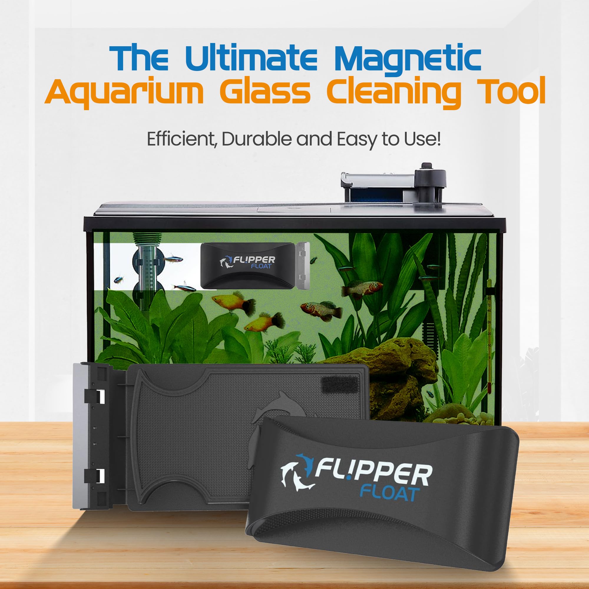 FL!PPER Flipper Cleaner Float - 2-in-1 Floating Magnetic Aquarium Glass Cleaner - Fish Tank Cleaner - Scrubber & Scraper Aquariu