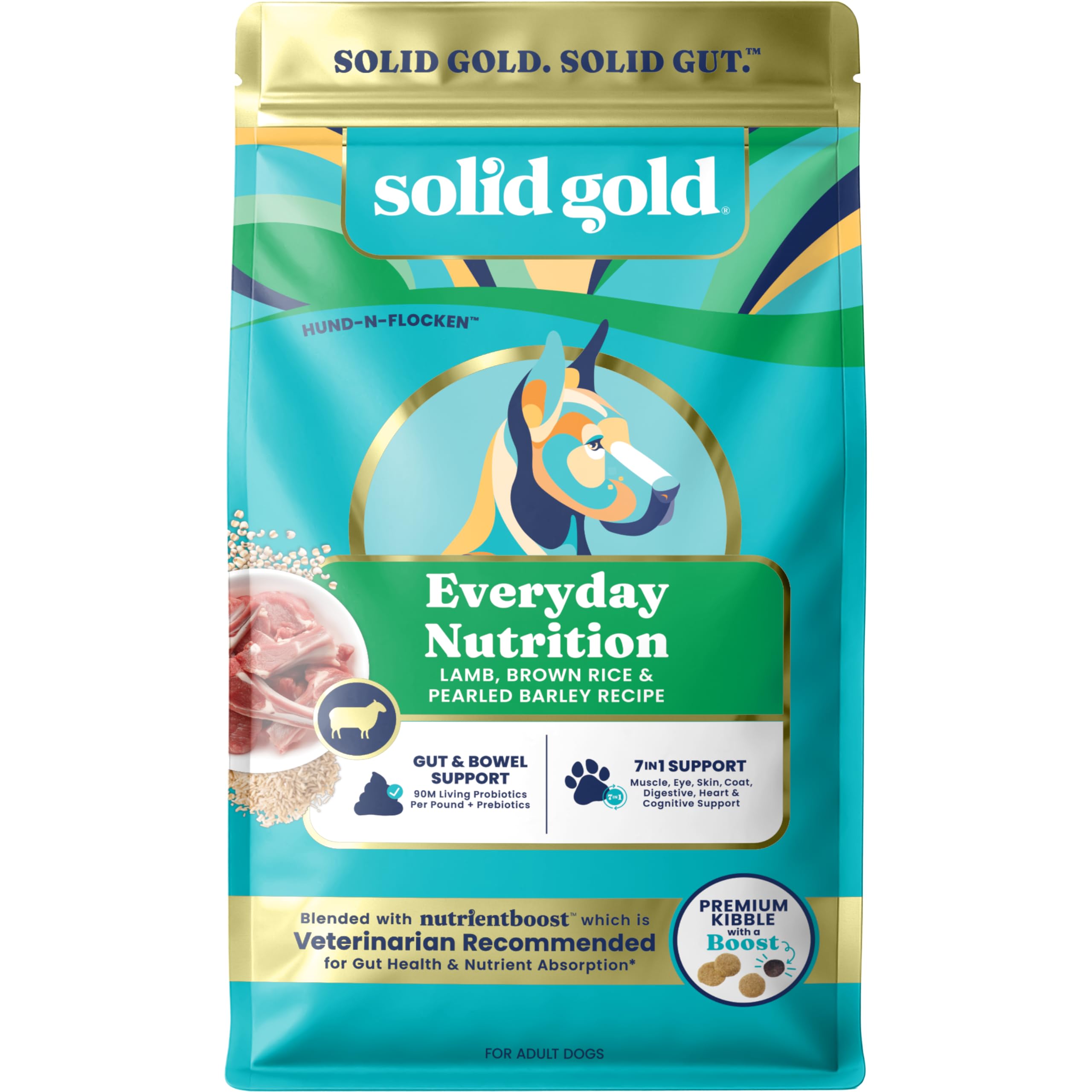 Solid Gold Lamb Dog Food Dry for Adult & Senior Dogs- High Protein Healthy Dog Kibble for Medium & Large Breeds - Whole Grain, O