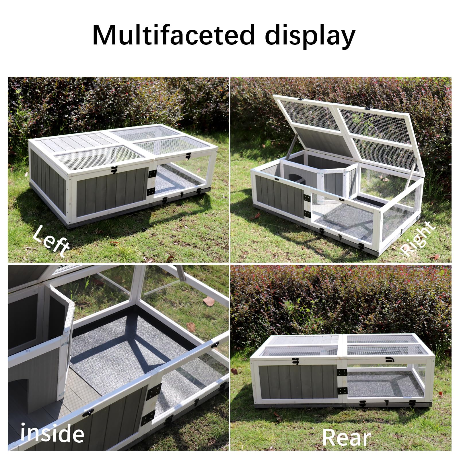Tortoise Habitat, Wooden Tortoise House W/Removable Waterproof Tray Indoor Outdoor Turtle Enclosure For Small Animals Outdoor Wo