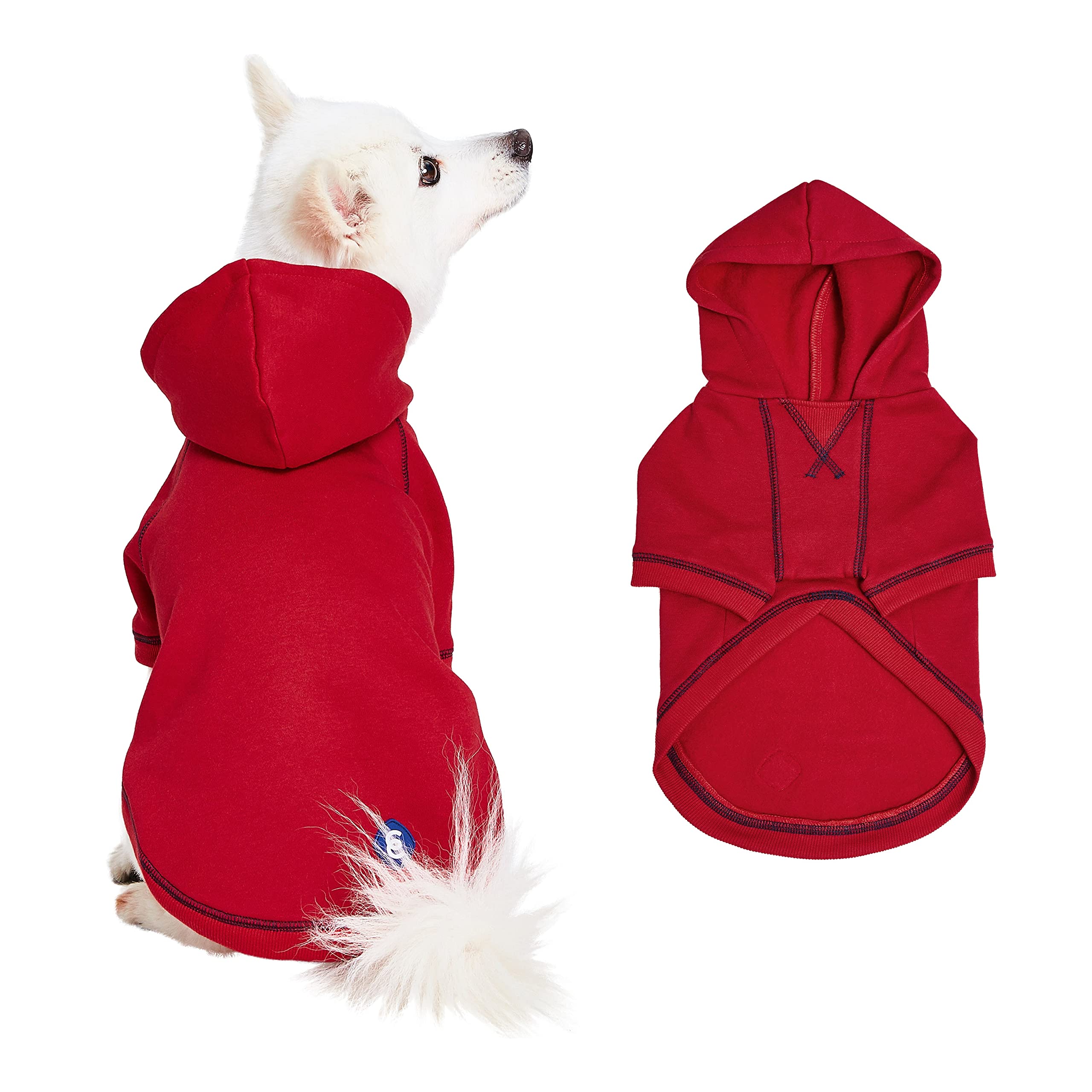 Blueberry Pet Essentials Soft & Comfy Better Basic Cotton Blend Dog Hoodie Sweatshirt In Red, Back Length 24', Pack Of 1 Jacket For Dogs