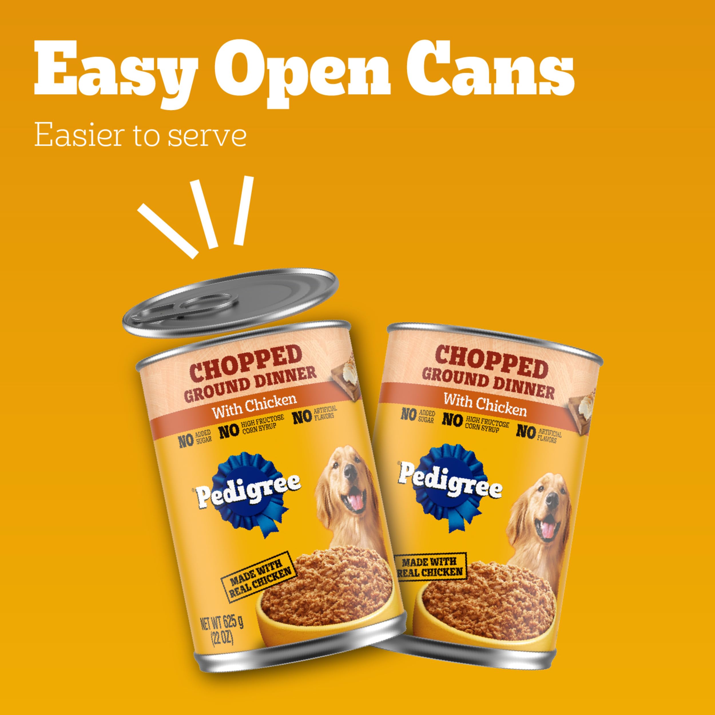 Pedigree Chopped Ground Dinner Adult Canned Soft Wet Dog Food With Chicken, 22 oz. Cans (12 Count, Pack of 1)